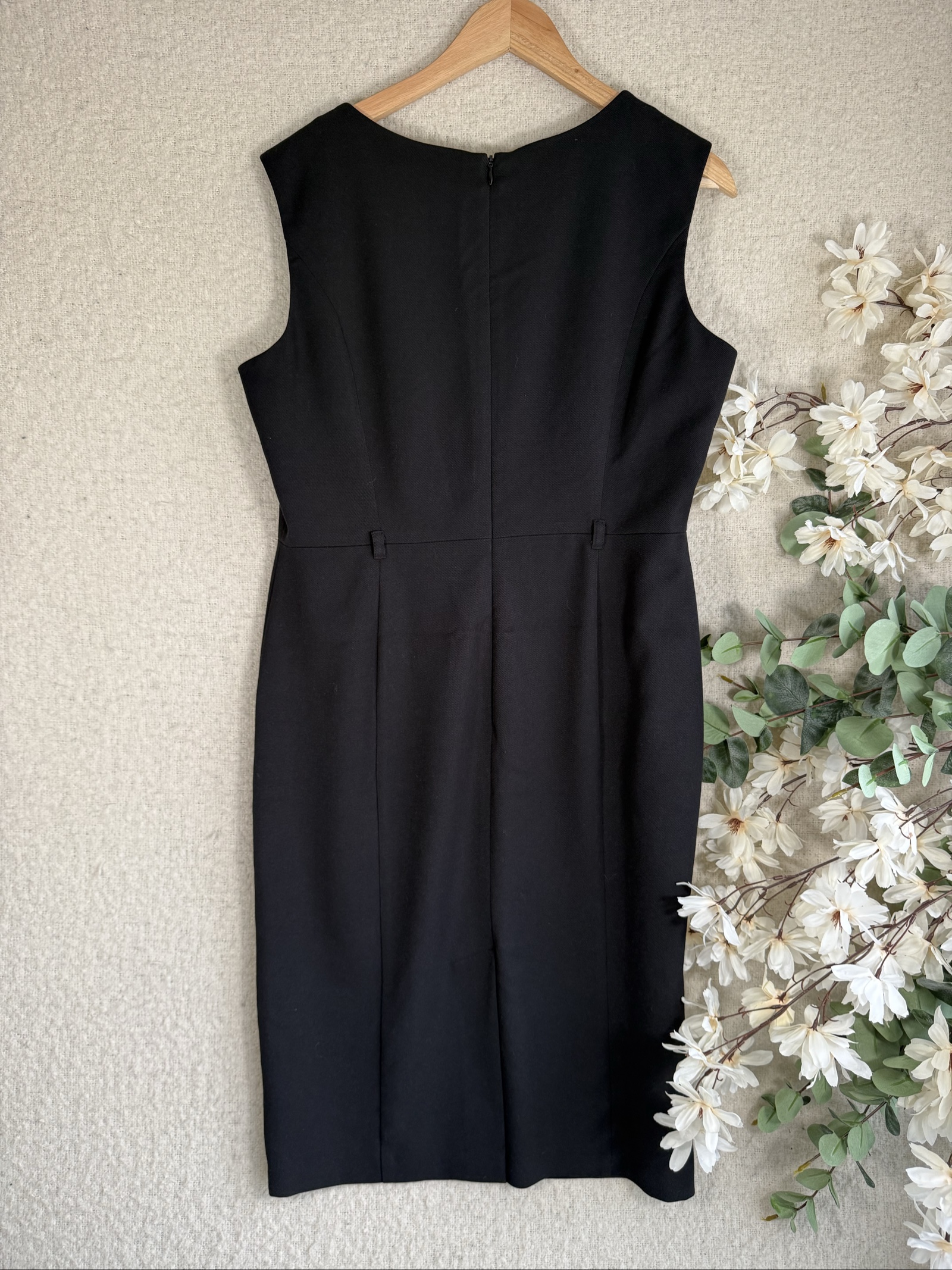 Marks & Spencer Black Sleeveless Shift Dress UK 14 Classic Elegant Workwear image 4