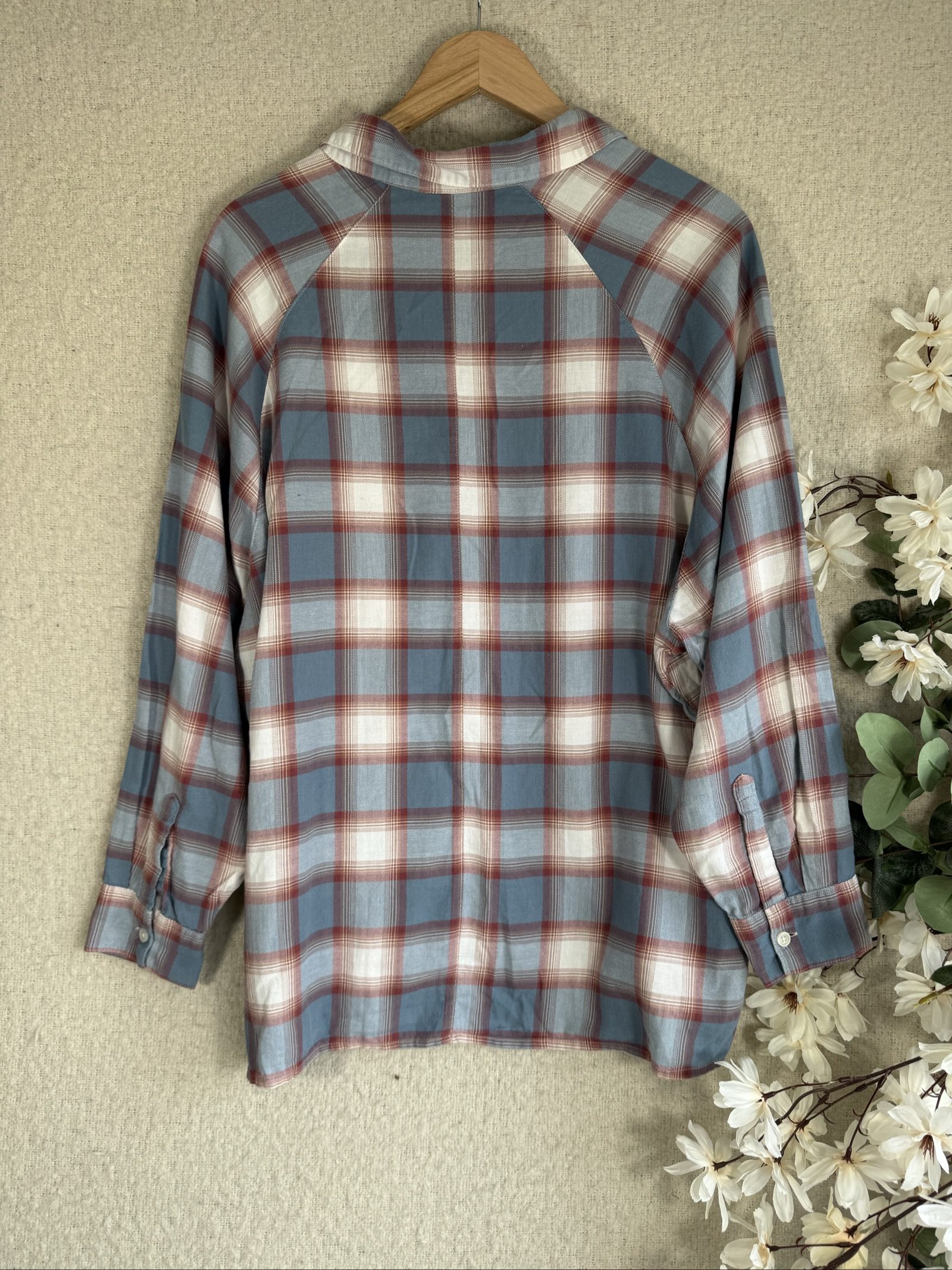 ASOS Blue & Red Checked Cotton Shirt UK 10 Classic Casual Long Sleeve Shirt image 4