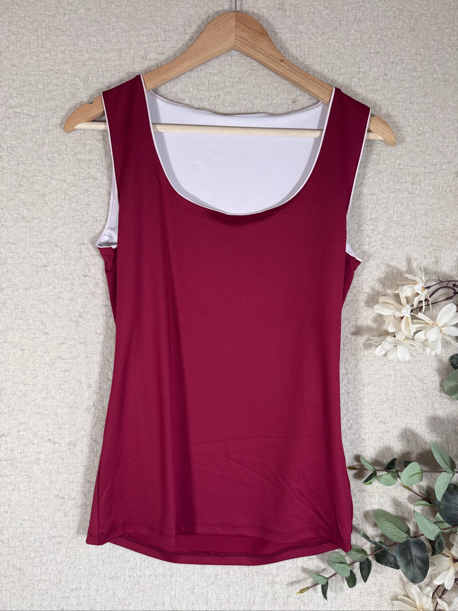 Jayflex Burgundy Sleeveless Sports Top Large Polyester Spandex Comfortable