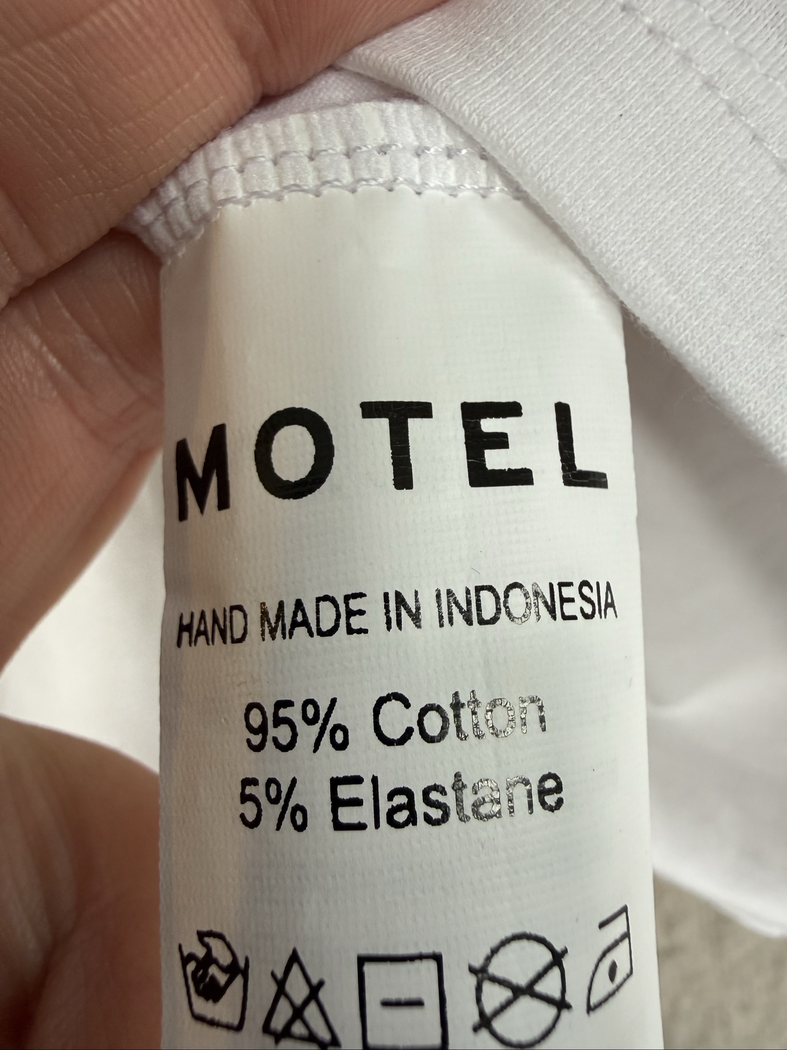 Motel White Long Sleeve Cotton Top UK XXS Stretchy Fitted Minimalist image 5
