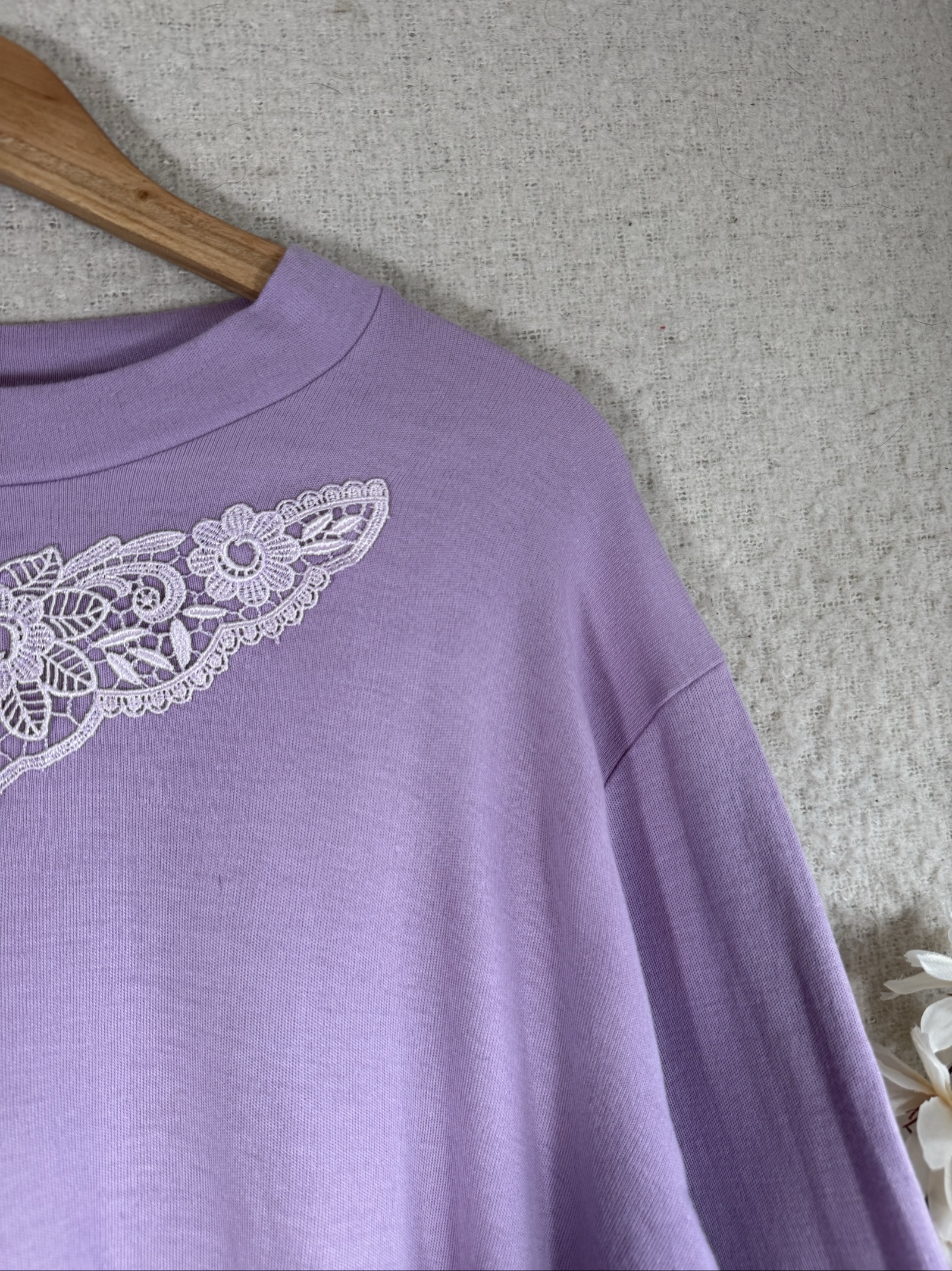 Daxon Purple Long Sleeve Top UK 14 Lace Detail Oversized Casual image 2