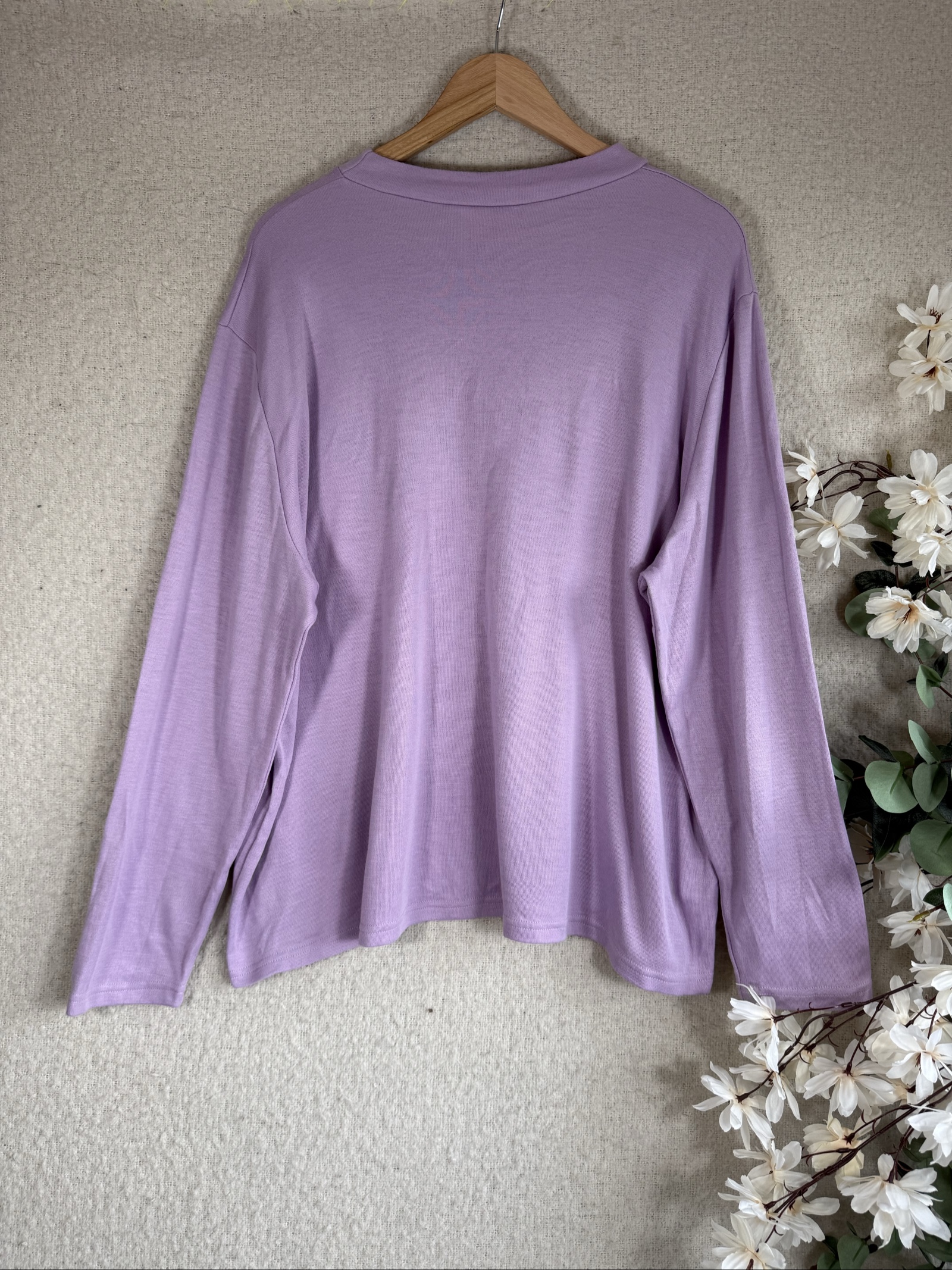 Daxon Purple Long Sleeve Top UK 14 Lace Detail Oversized Casual image 4