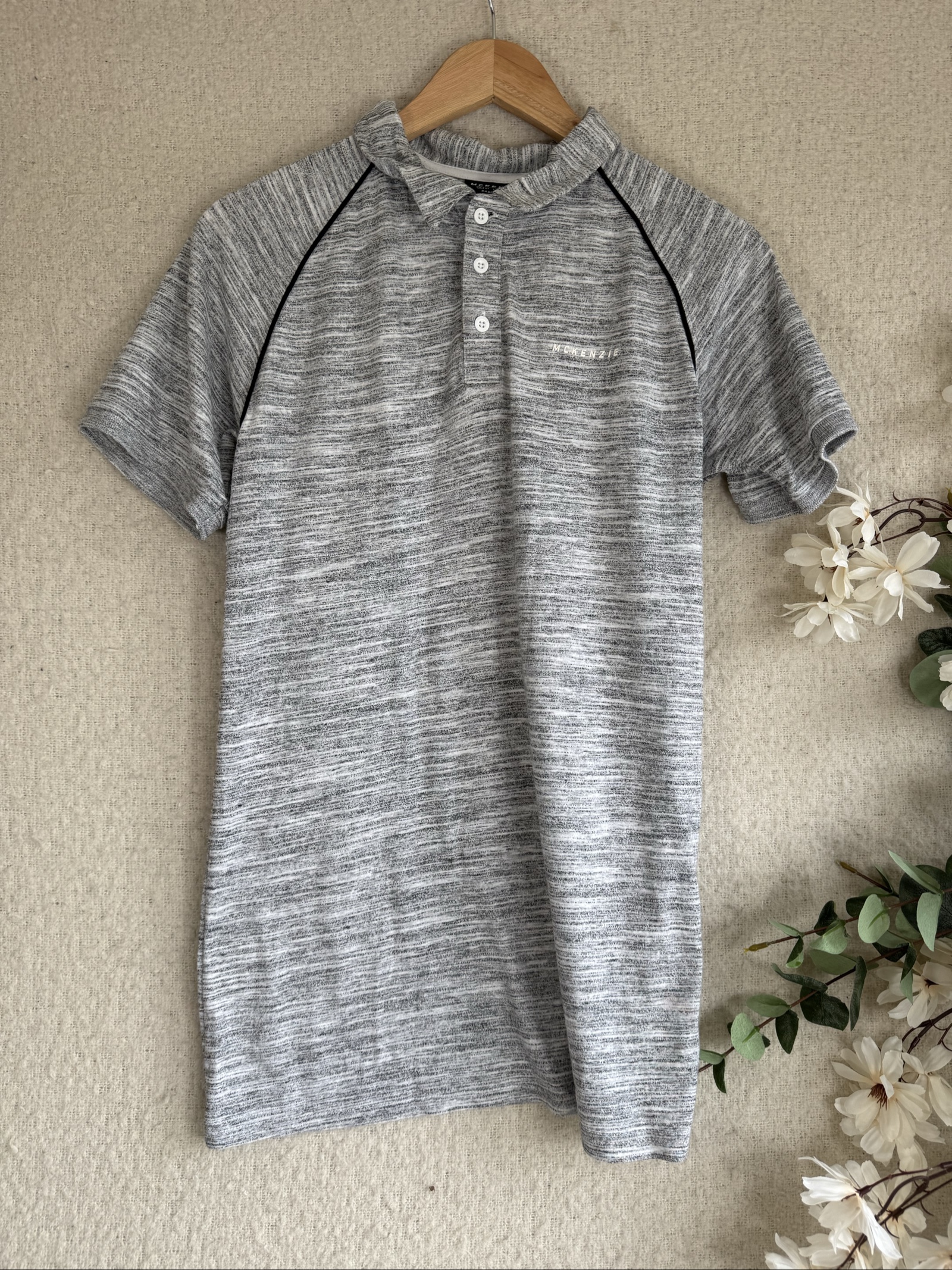 McKenzie Grey Heathered Polo Shirt Small Casual Lightweight Menswear