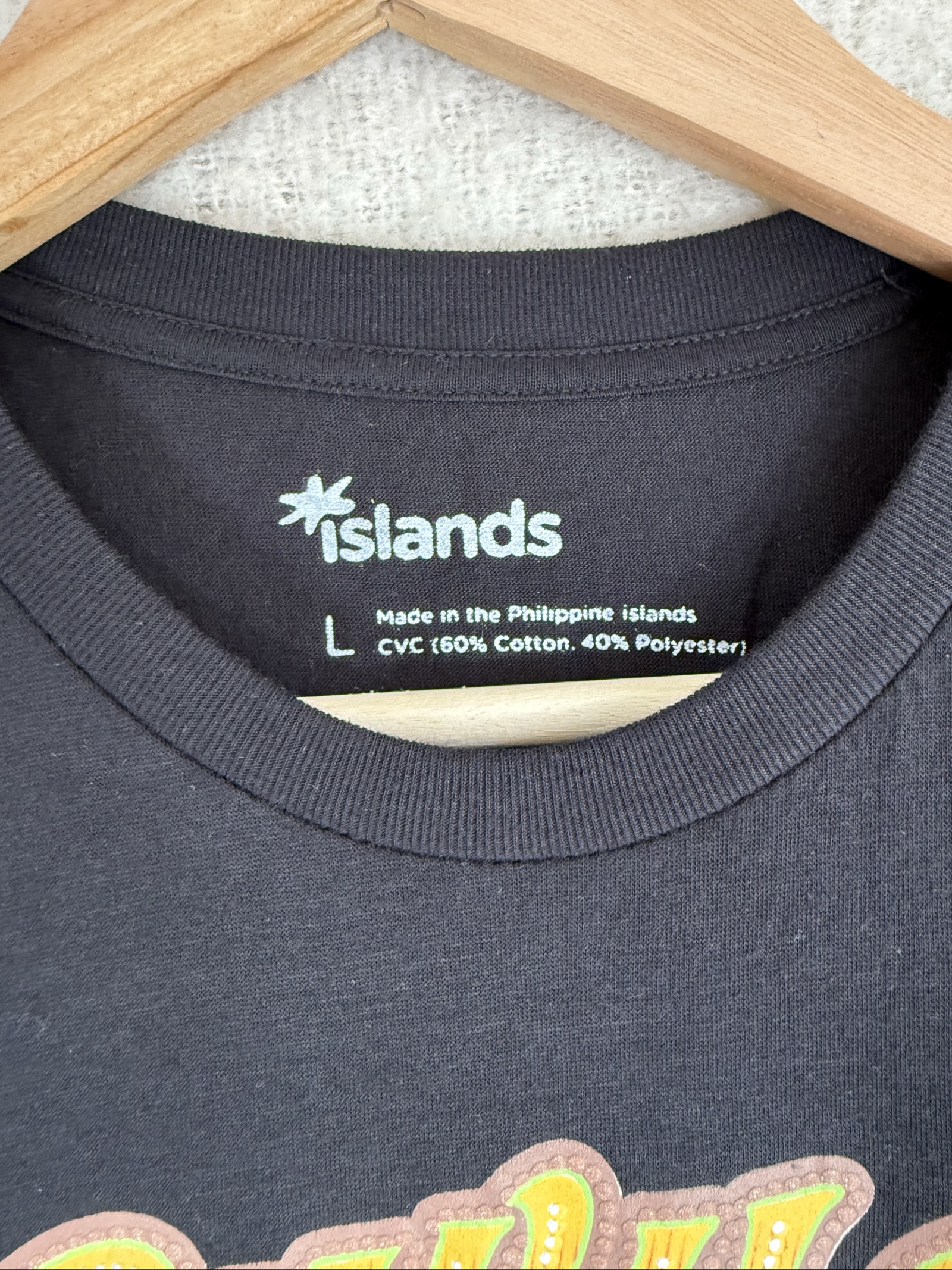 Islands Black Sinulog Graphic T-Shirt Large Cotton Blend Festival Tee image 3