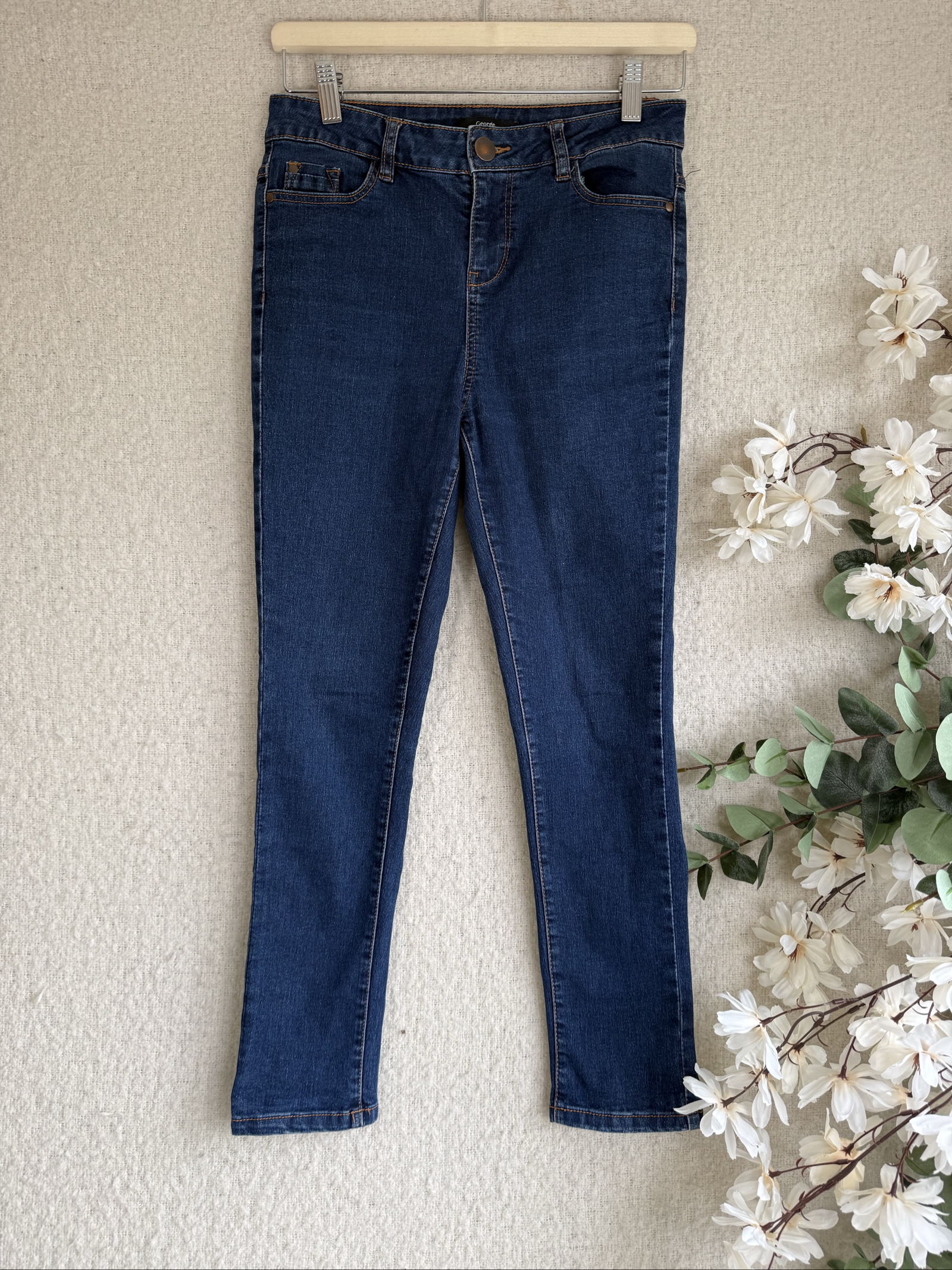 George Dark Blue Denim Skinny Jeans UK 8 High Waist Comfortable Fit