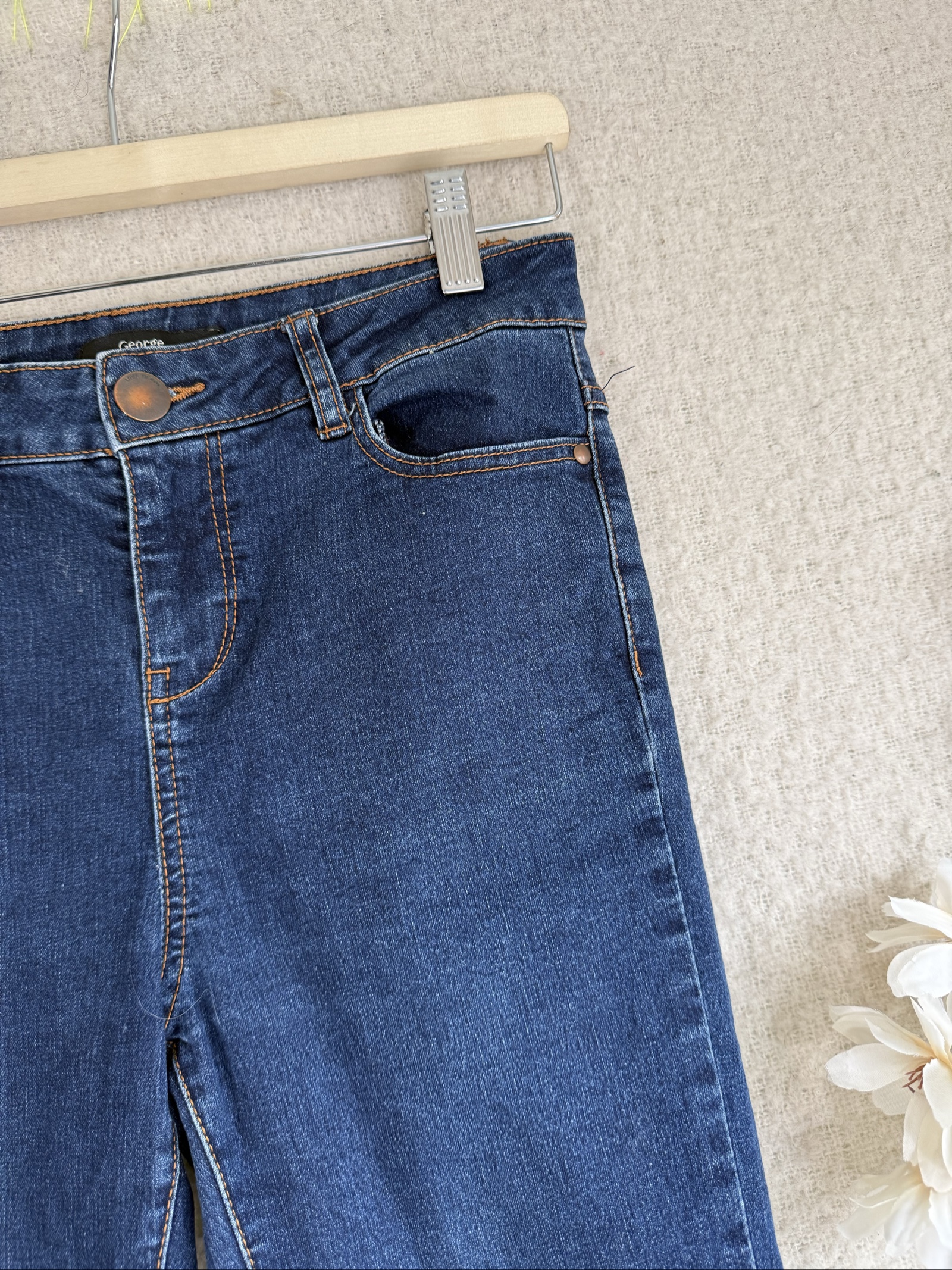 George Dark Blue Denim Skinny Jeans UK 8 High Waist Comfortable Fit image 2