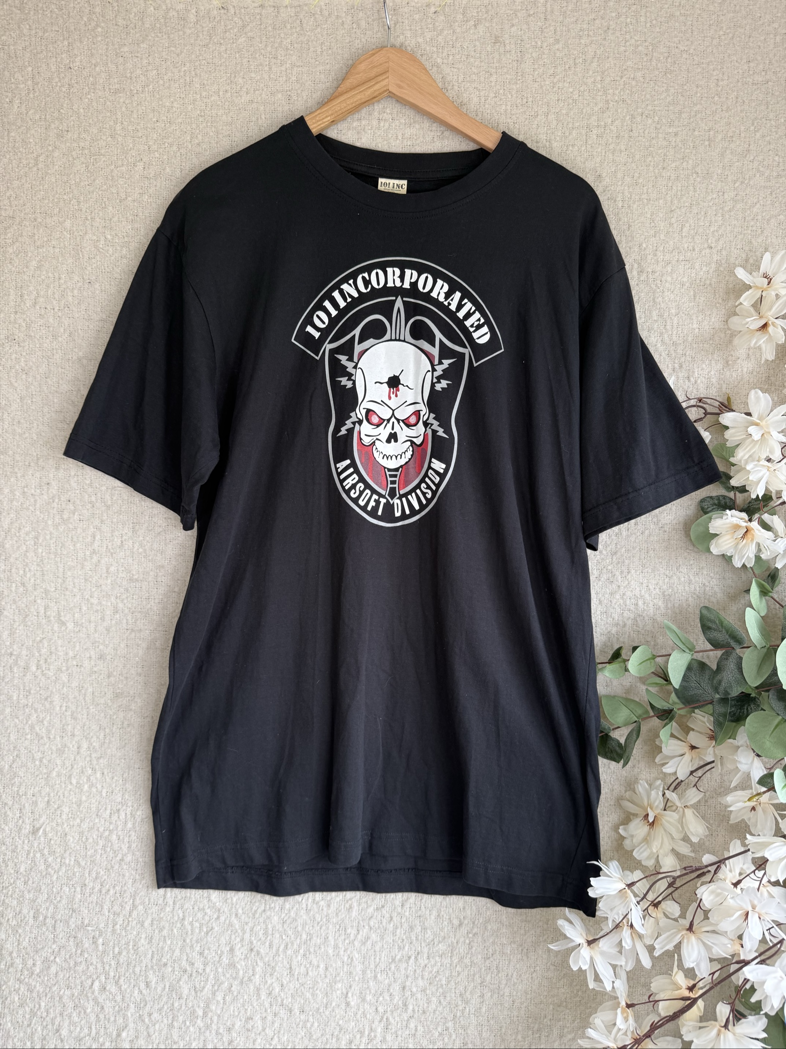 101 Inc Black Skull Graphic Oversized T-Shirt 2XL Comfortable Cotton Tee