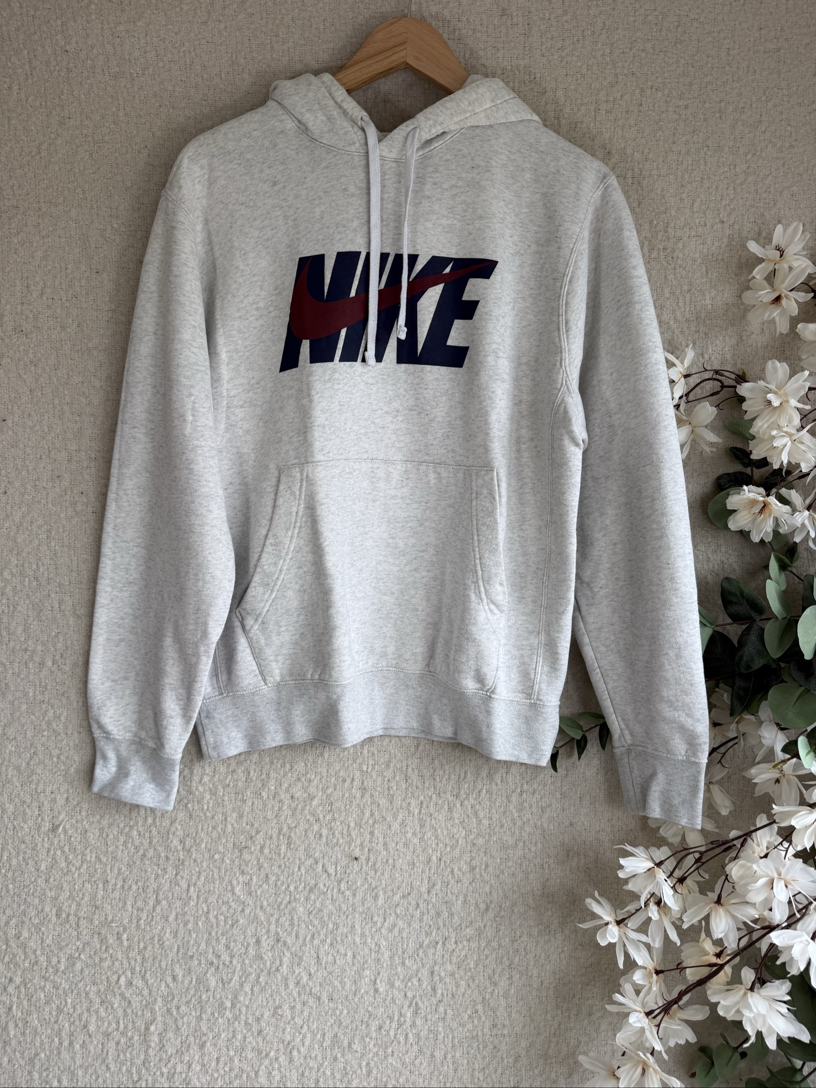 Nike Grey Hoodie Small Cotton Blend Pullover Hooded Sweatshirt Casual