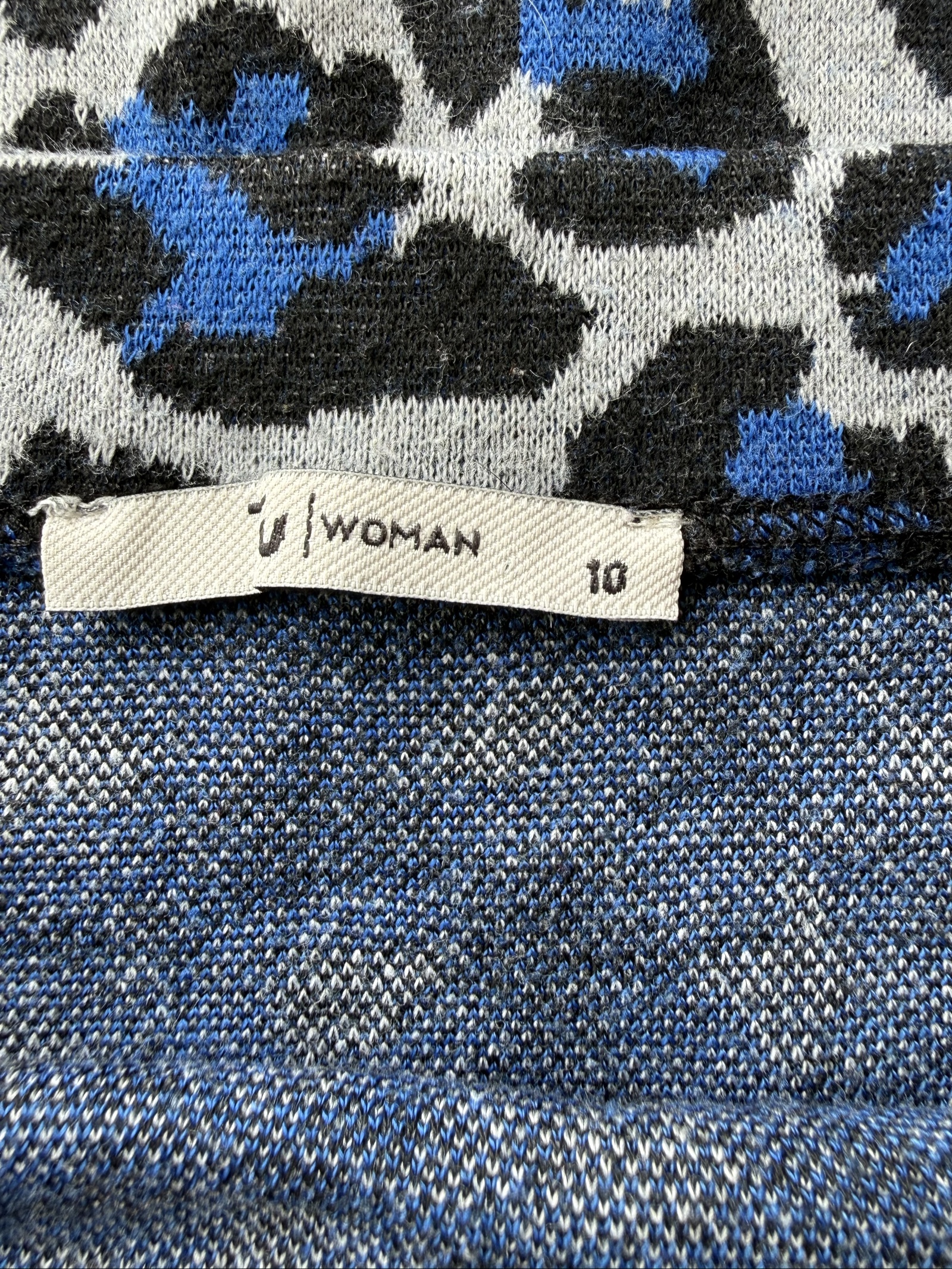 Tu Blue & Black Leopard Print Pencil Skirt UK 10 Stylish Patterned Midi Skirt image 3
