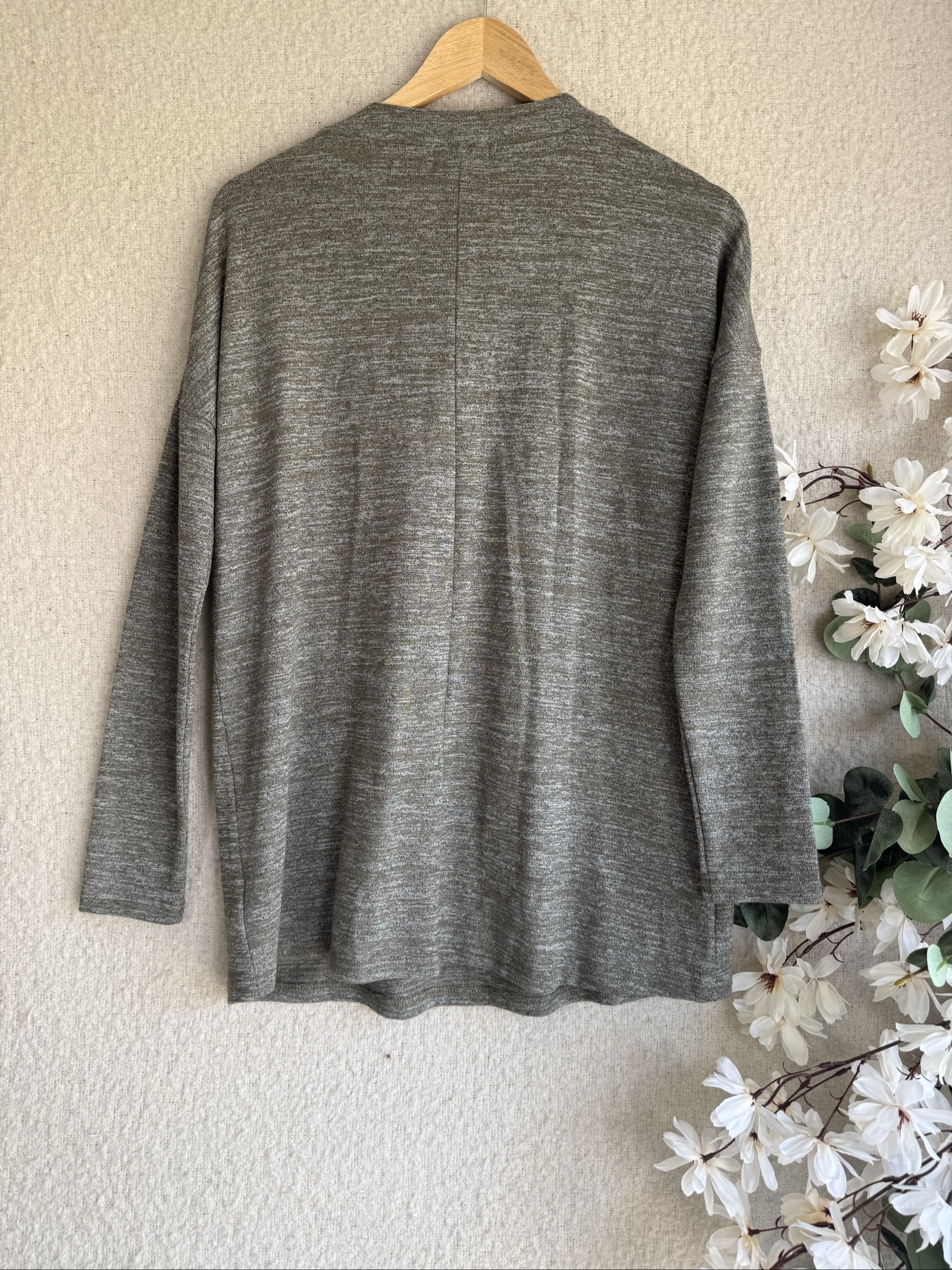 Apricot Grey Lace-Up Knit Jumper Top UK 10 Casual Soft Lightweight image 4