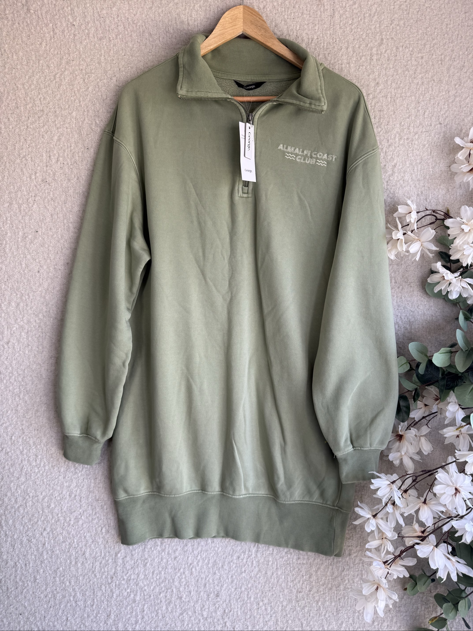 George Green Oversized Half Zip Sweatshirt Jumper UK 12 Amalfi Coast Club