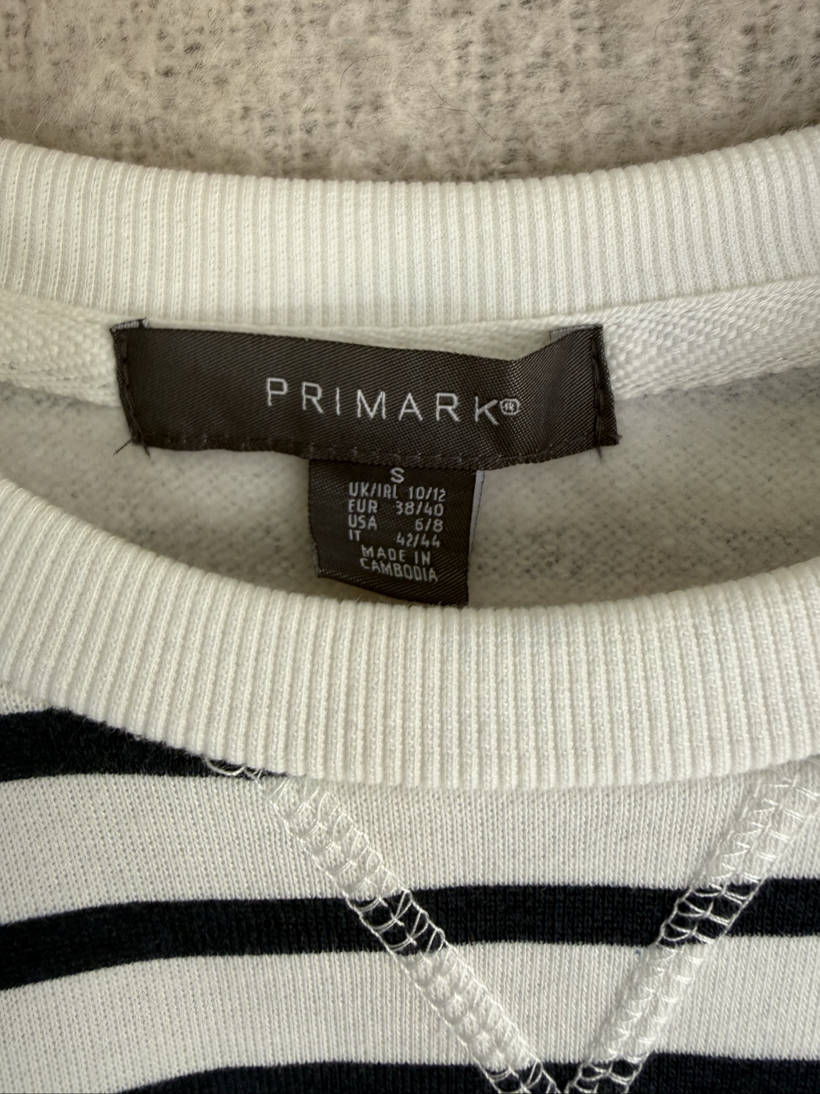 Primark Navy & White Striped Crew Neck Sweatshirt Small Casual Jumper image 3
