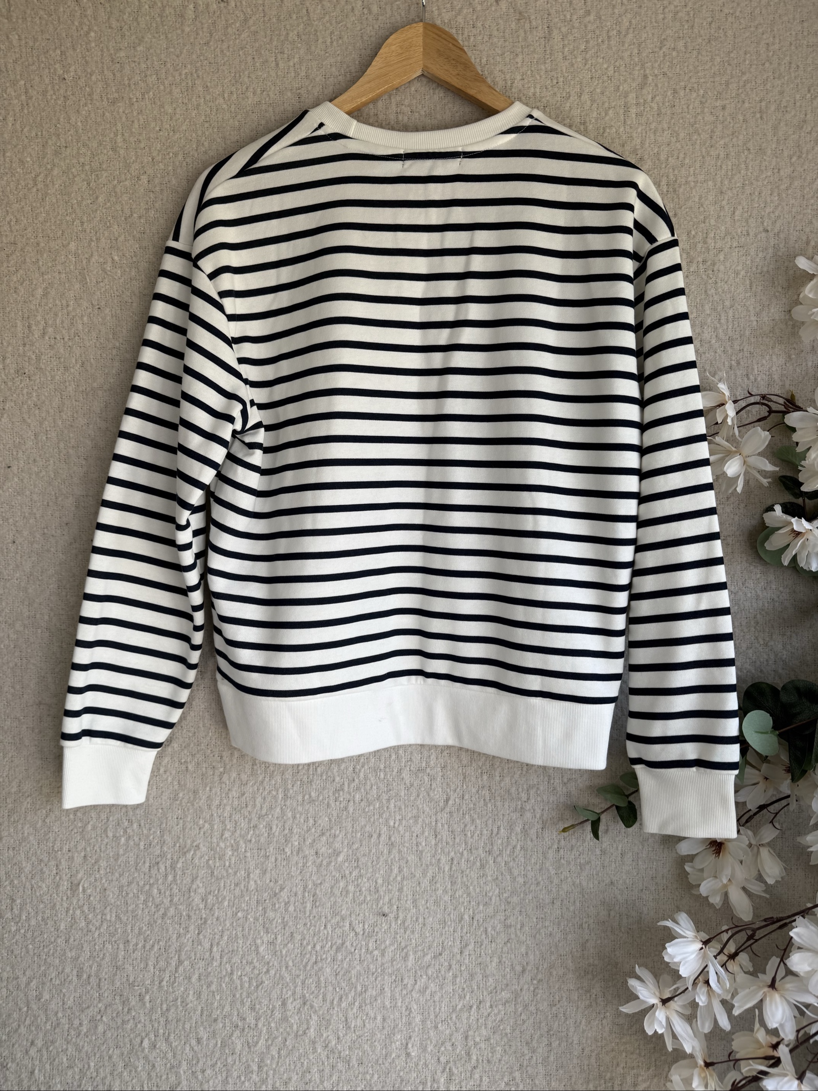 Primark Navy & White Striped Crew Neck Sweatshirt Small Casual Jumper image 4