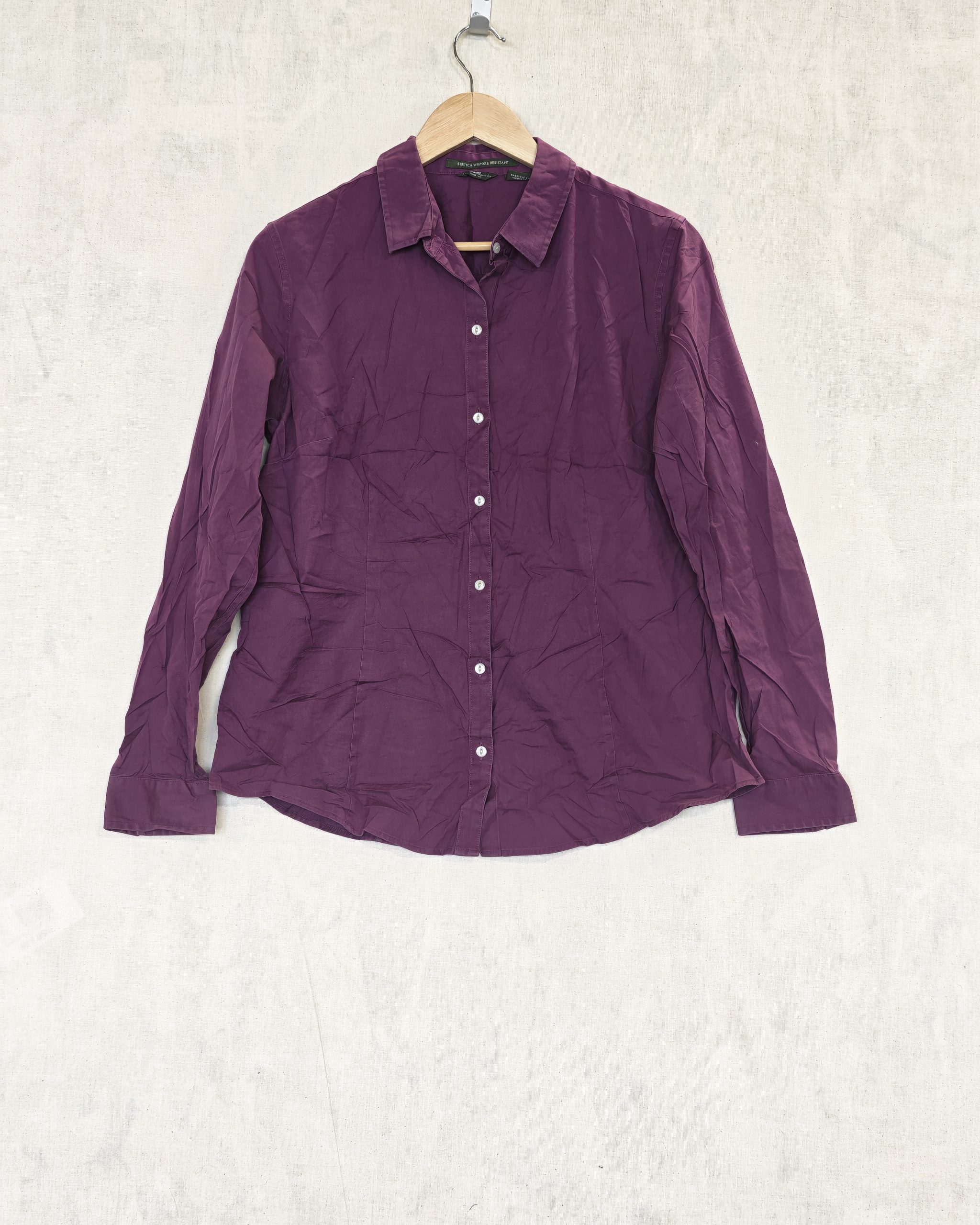 Eddie Bauer Purple Stretch Wrinkle Resistant Shirt Large