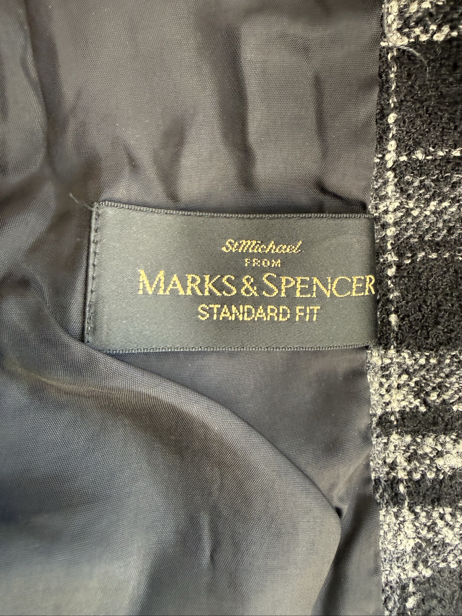 Marks & Spencer Black & White Checked Wool Blend Cropped Jacket UK 10 image 6