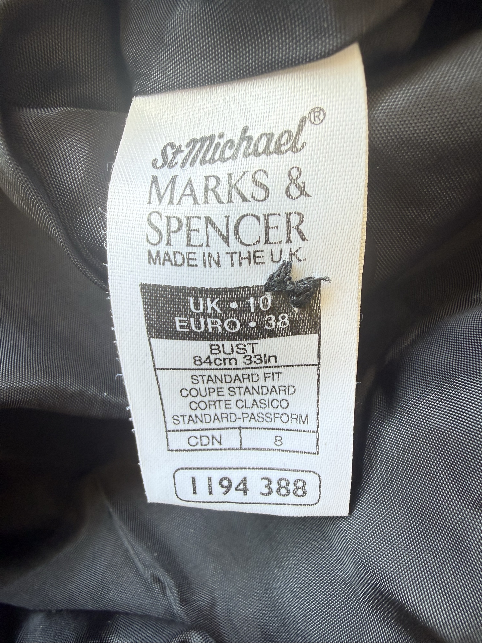 Marks & Spencer Black & White Checked Wool Blend Cropped Jacket UK 10 image 7