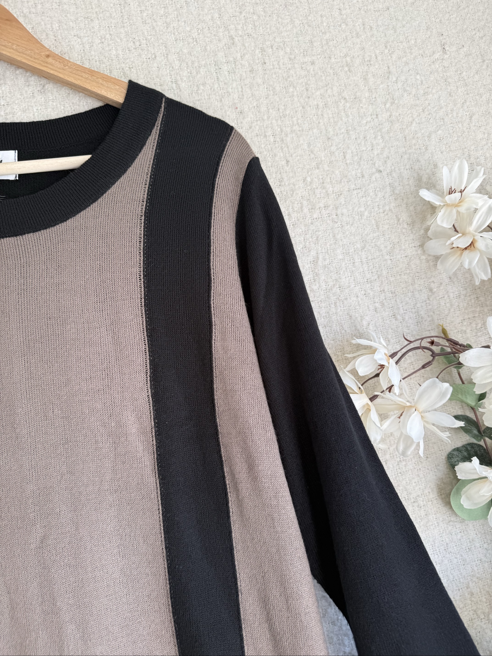 Afibel Brown Black & White Colour Block Knit Jumper UK 14 Soft Acrylic image 3