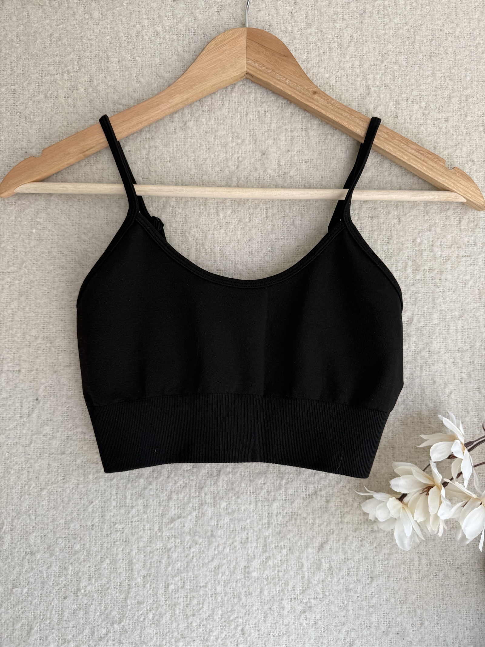 Yu & Me Black Crop Top Elastic Stretchy Sports Bralette Seamless UK S