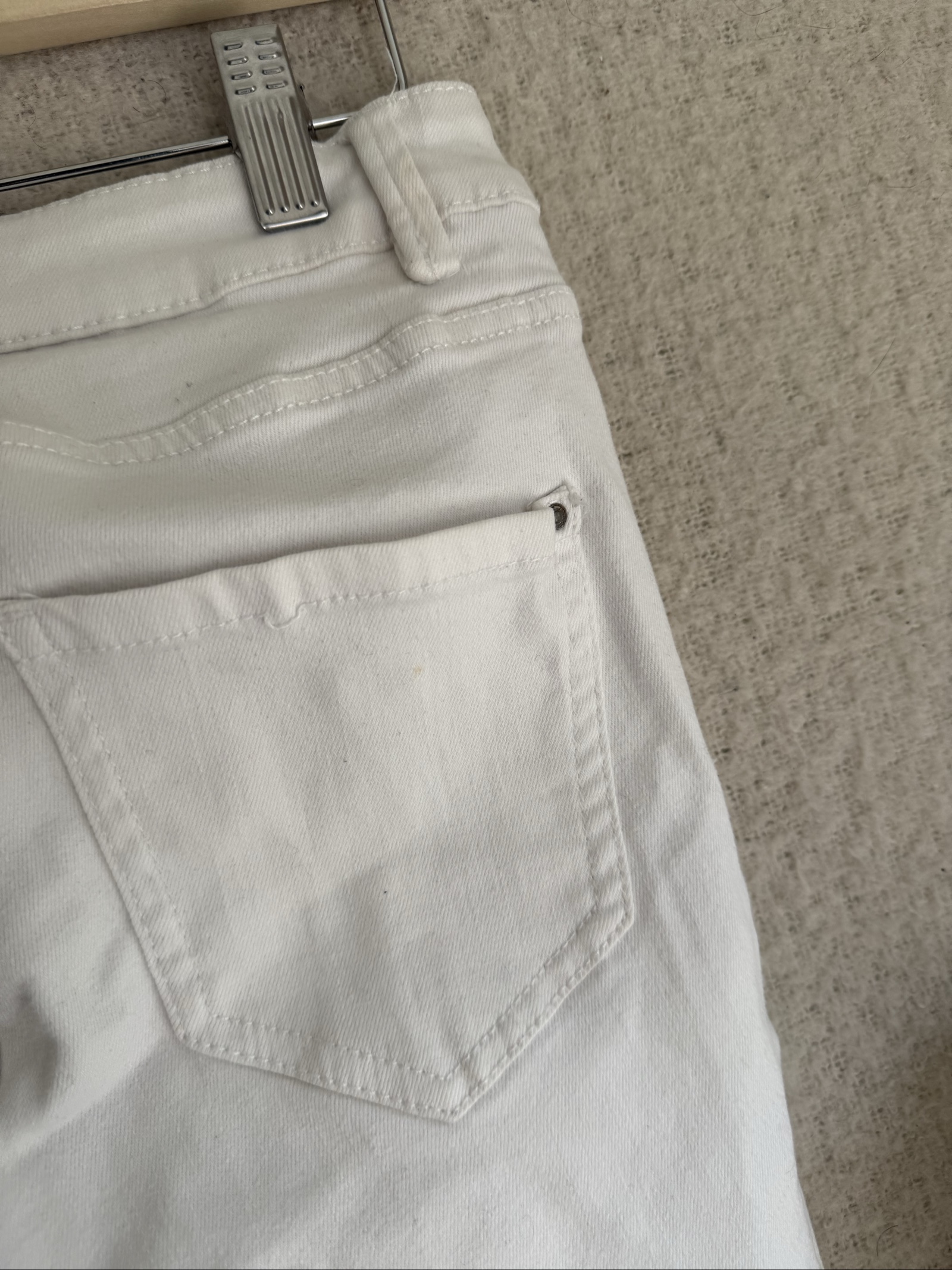 New Look White Skinny Jeans UK 10 Distressed Knee Denim Pants image 5