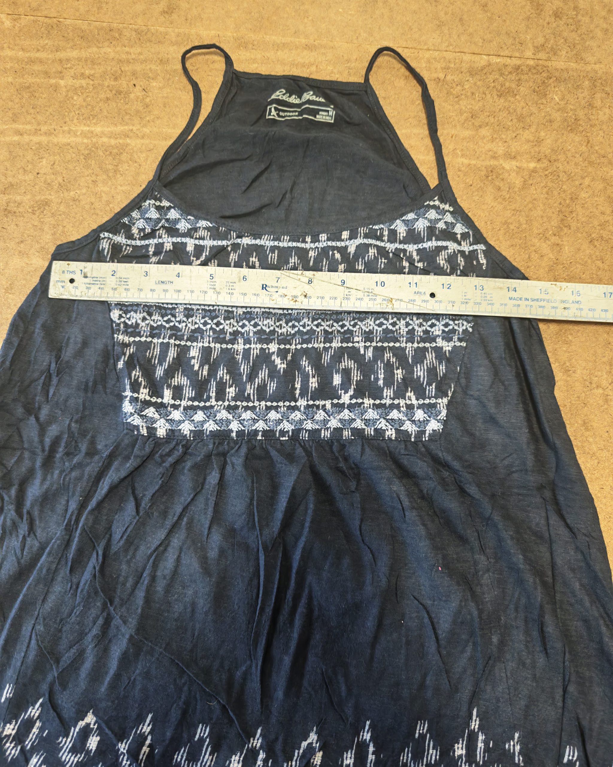 Eddie Bauer Blue Cotton Embroidered Spaghetti Strap Top M image 5