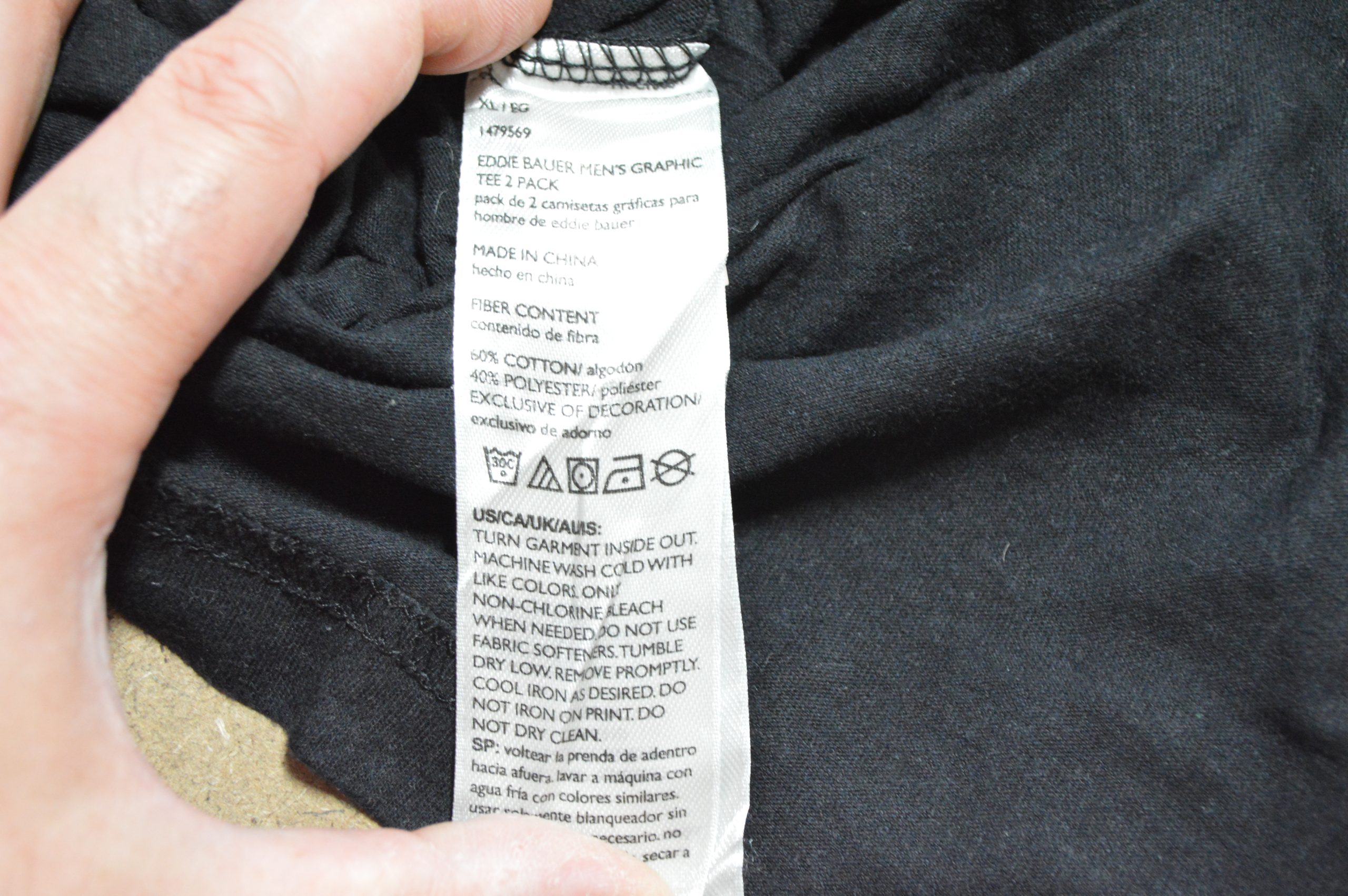 Eddie Bauer Black Graphic T-Shirt Men's XL Cotton Polyester image 4