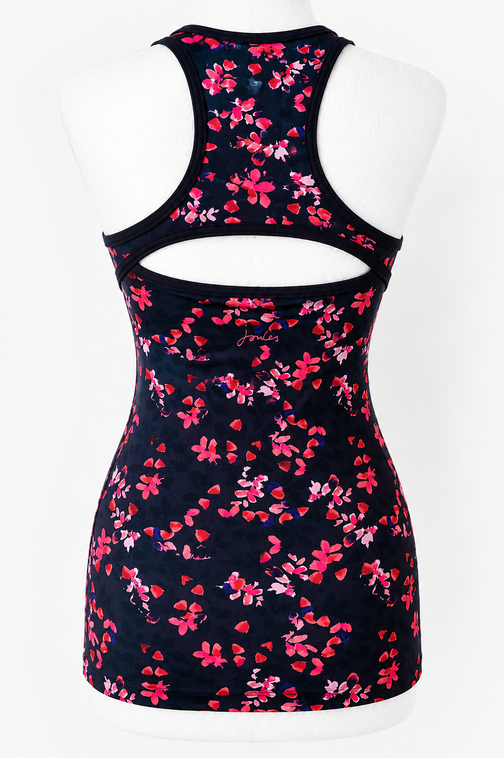 Joules Floral Sports Vest Black Pink Racer Back Gym Running Yoga Top Size S image 2