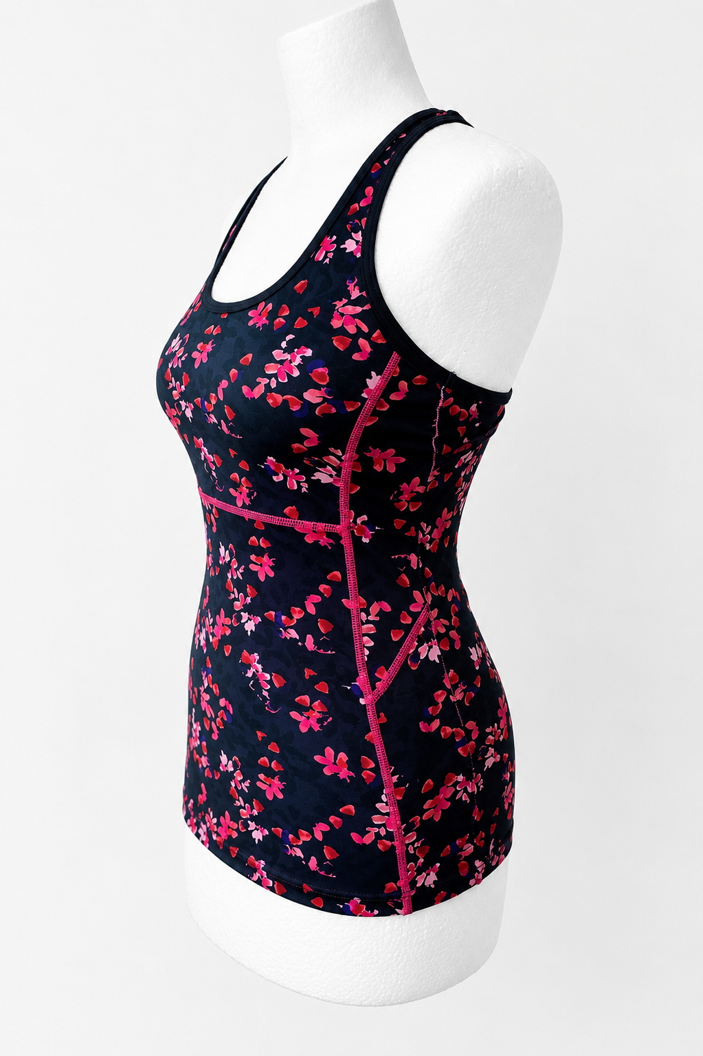 Joules Floral Sports Vest Black Pink Racer Back Gym Running Yoga Top Size S image 3