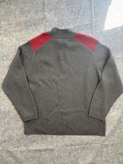Timberland Grey Ribbed Half Zip Sweater Red Details Large image 6
