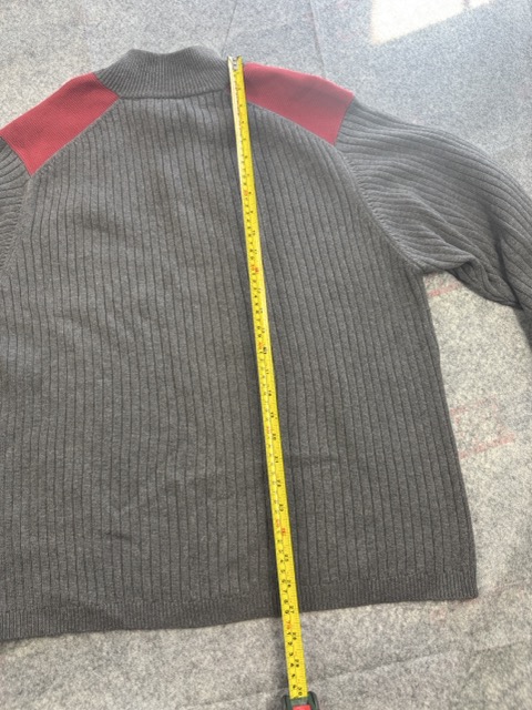 Timberland Grey Ribbed Half Zip Sweater Red Details Large image 8