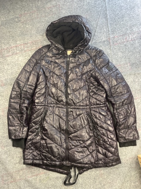 BCBGeneration Black Quilted Hooded Coat Large
