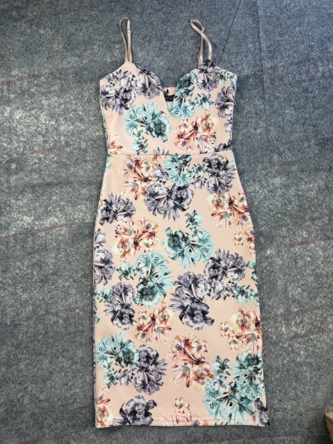 Evita Multi Floral Midi Dress Size 8