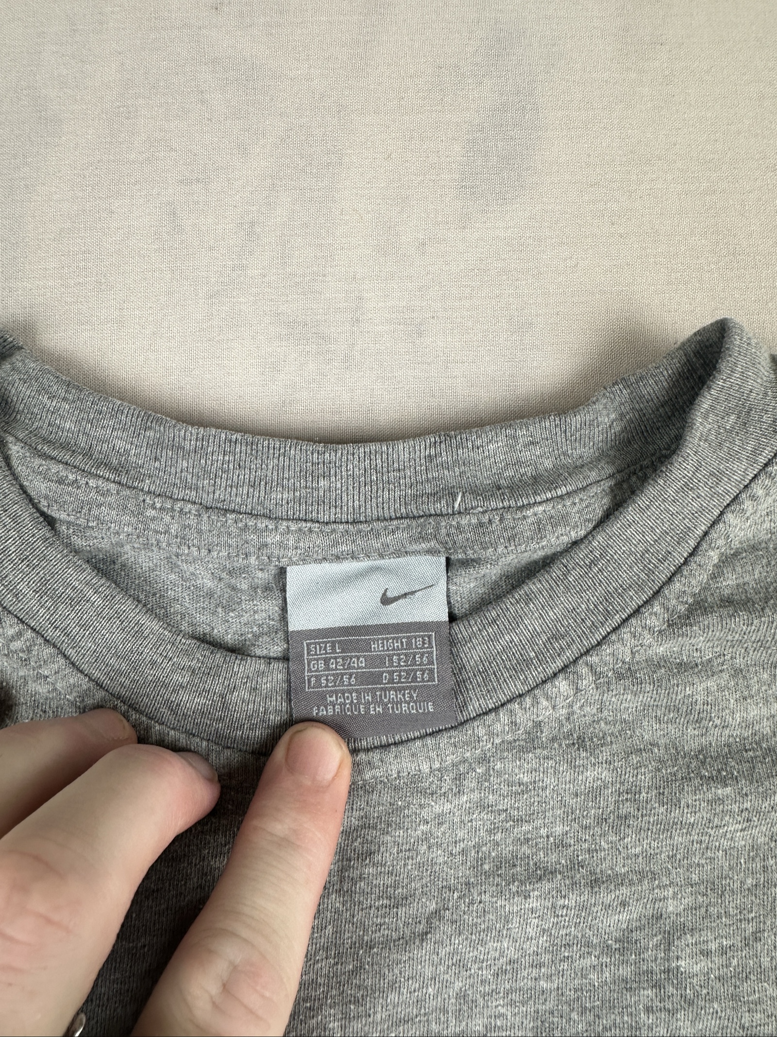 Nike Grey Cotton Crew Neck T-Shirt Size L image 4