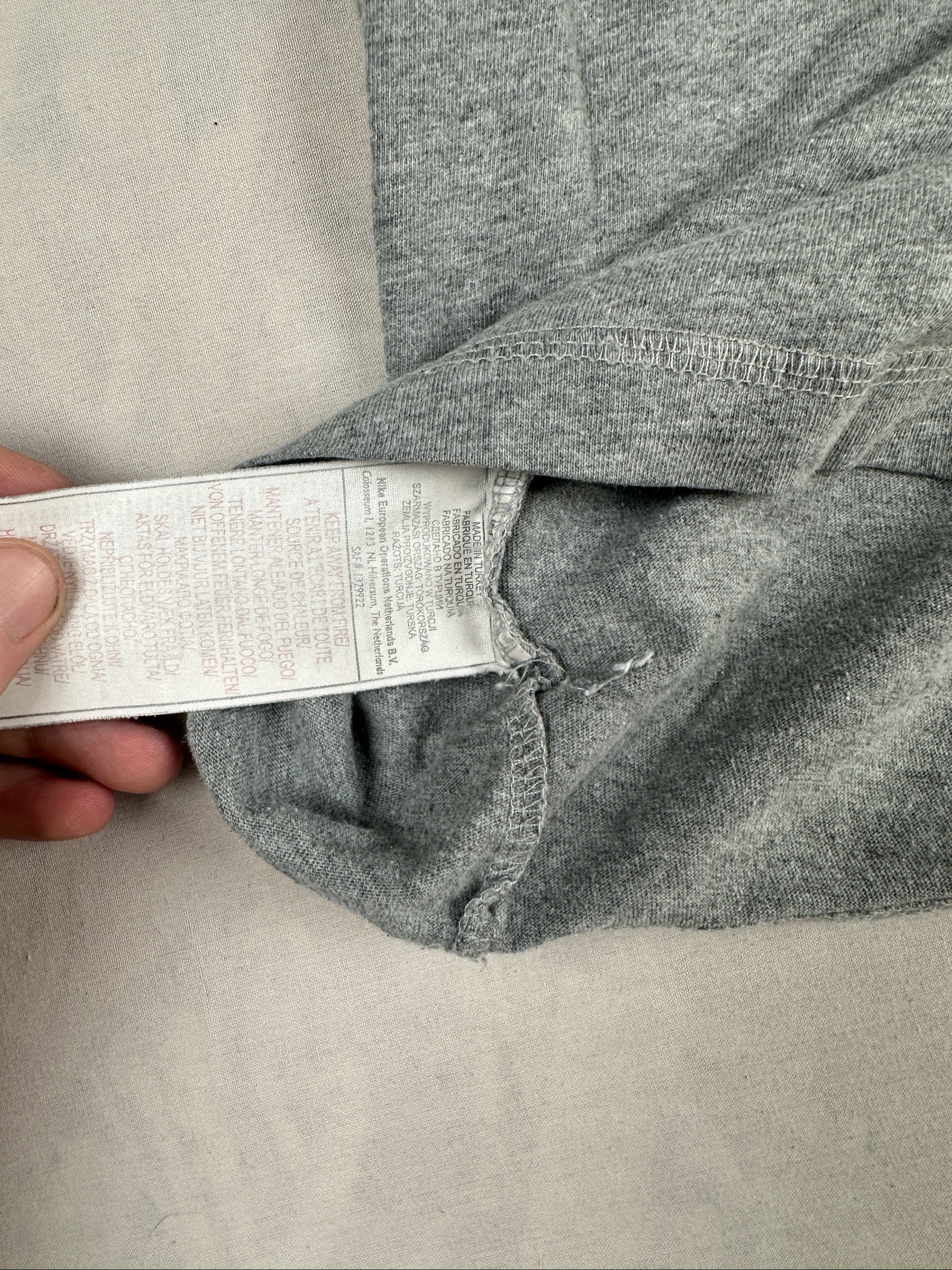 Nike Grey Cotton Crew Neck T-Shirt Size L image 6