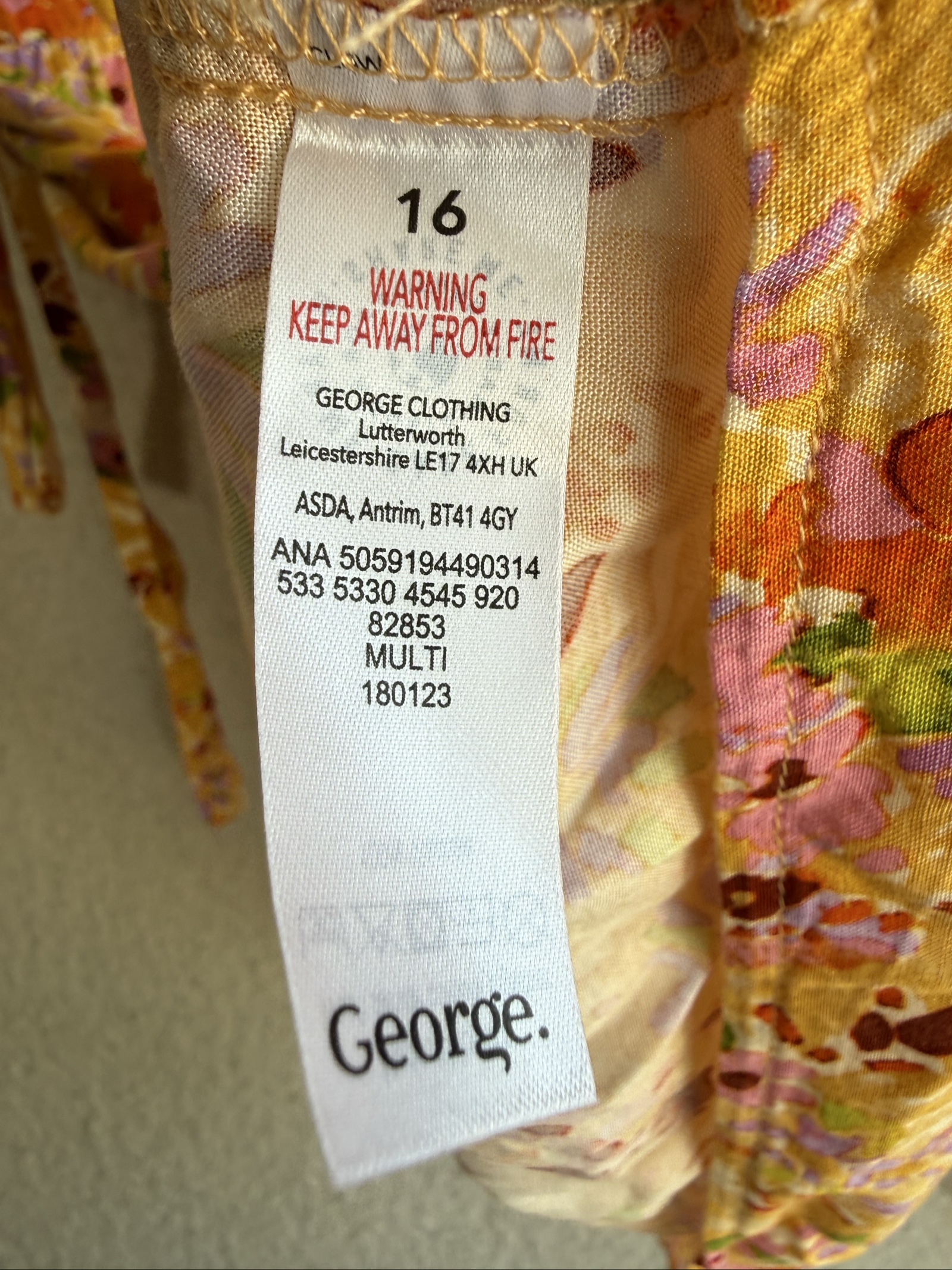 George Yellow Floral Wrap Dress UK Medium Summer Casual Lightweight Tie Waist image 6
