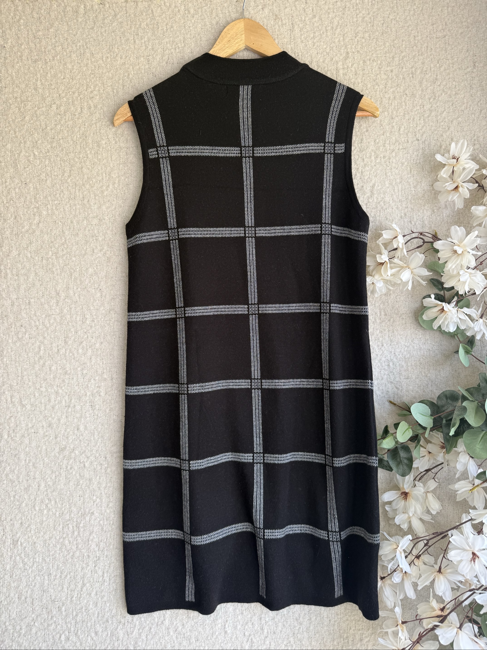 Atmosphere Black & Grey Checked Sleeveless Knit Dress UK 12 Elegant Casual image 4