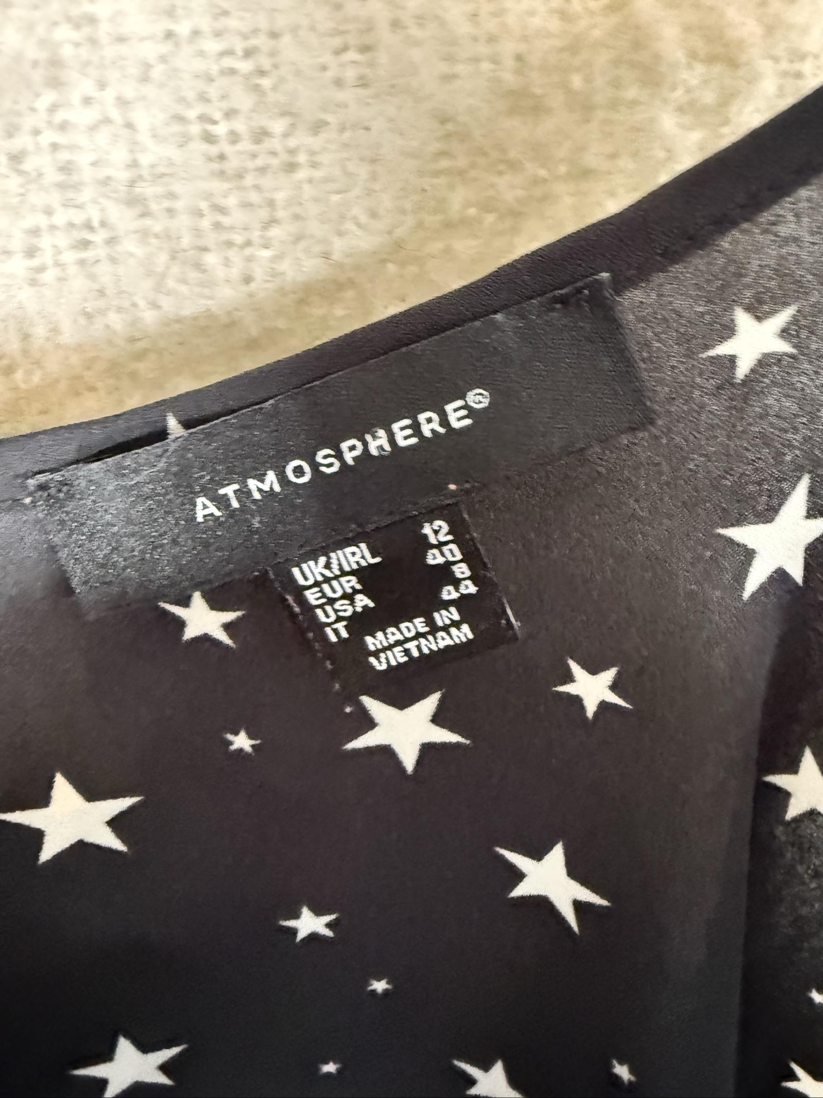 Atmosphere Black & White Star Print Cami Top UK 12 Lightweight Summer image 3