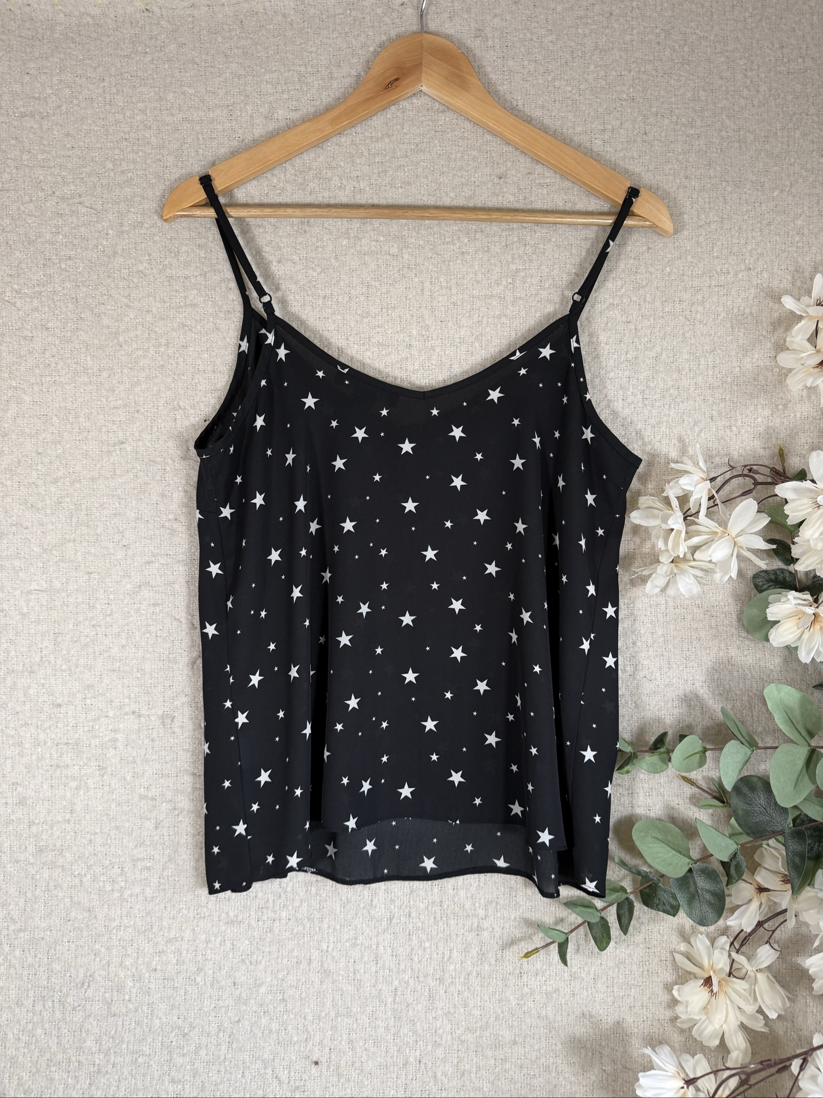 Atmosphere Black & White Star Print Cami Top UK 12 Lightweight Summer image 4