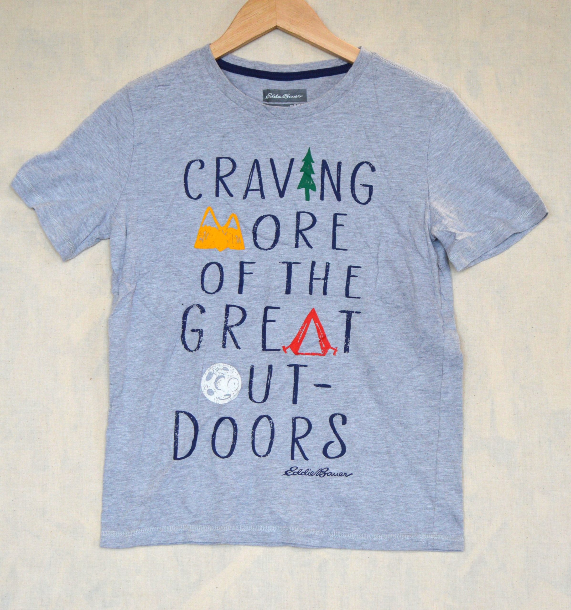 Eddie Bauer Grey Kids T-Shirt M 10/12 Craving More of the Great Outdoors