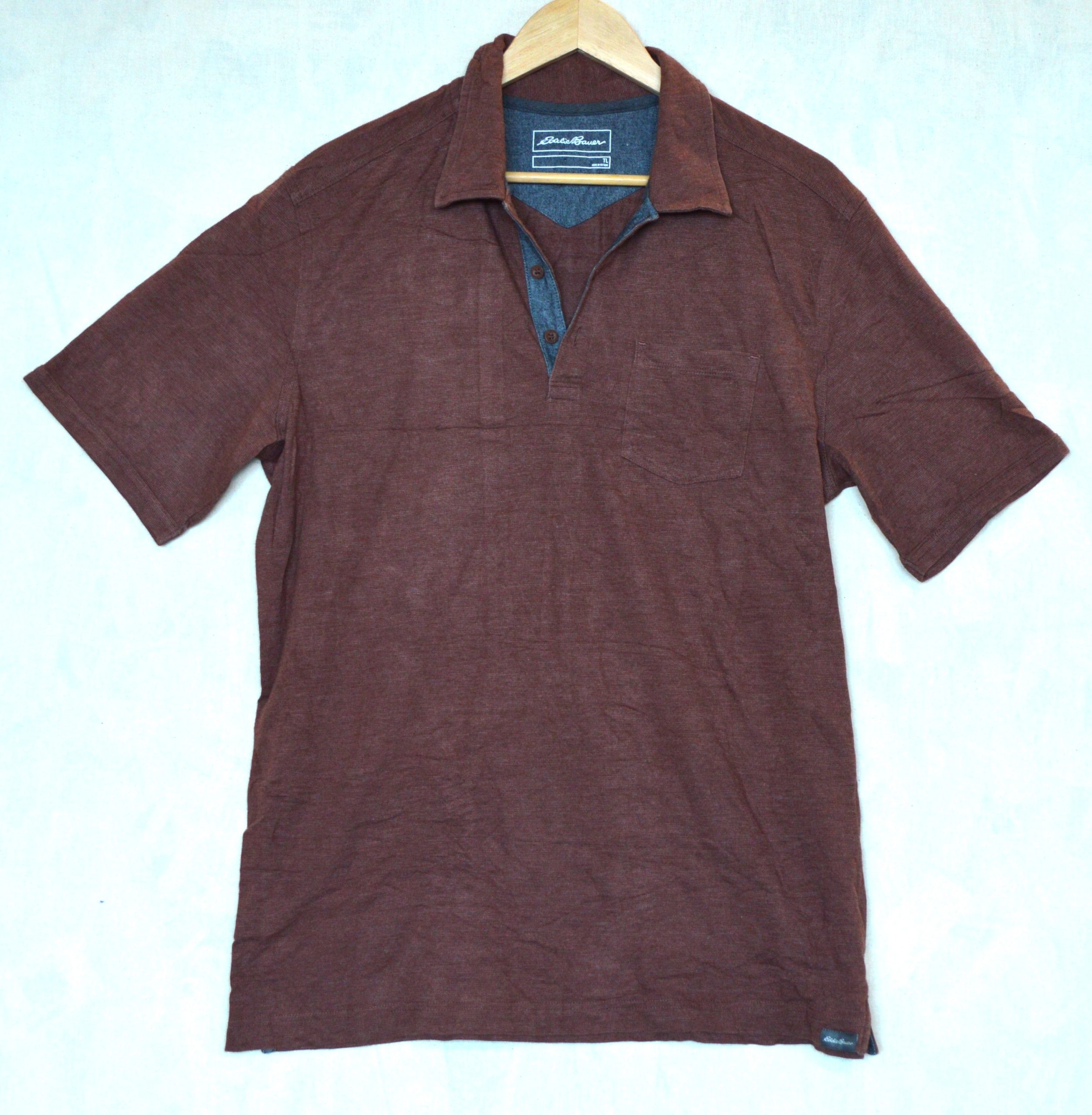 Eddie Bauer Brown Short Sleeve Polo Men's Shirt Size TL