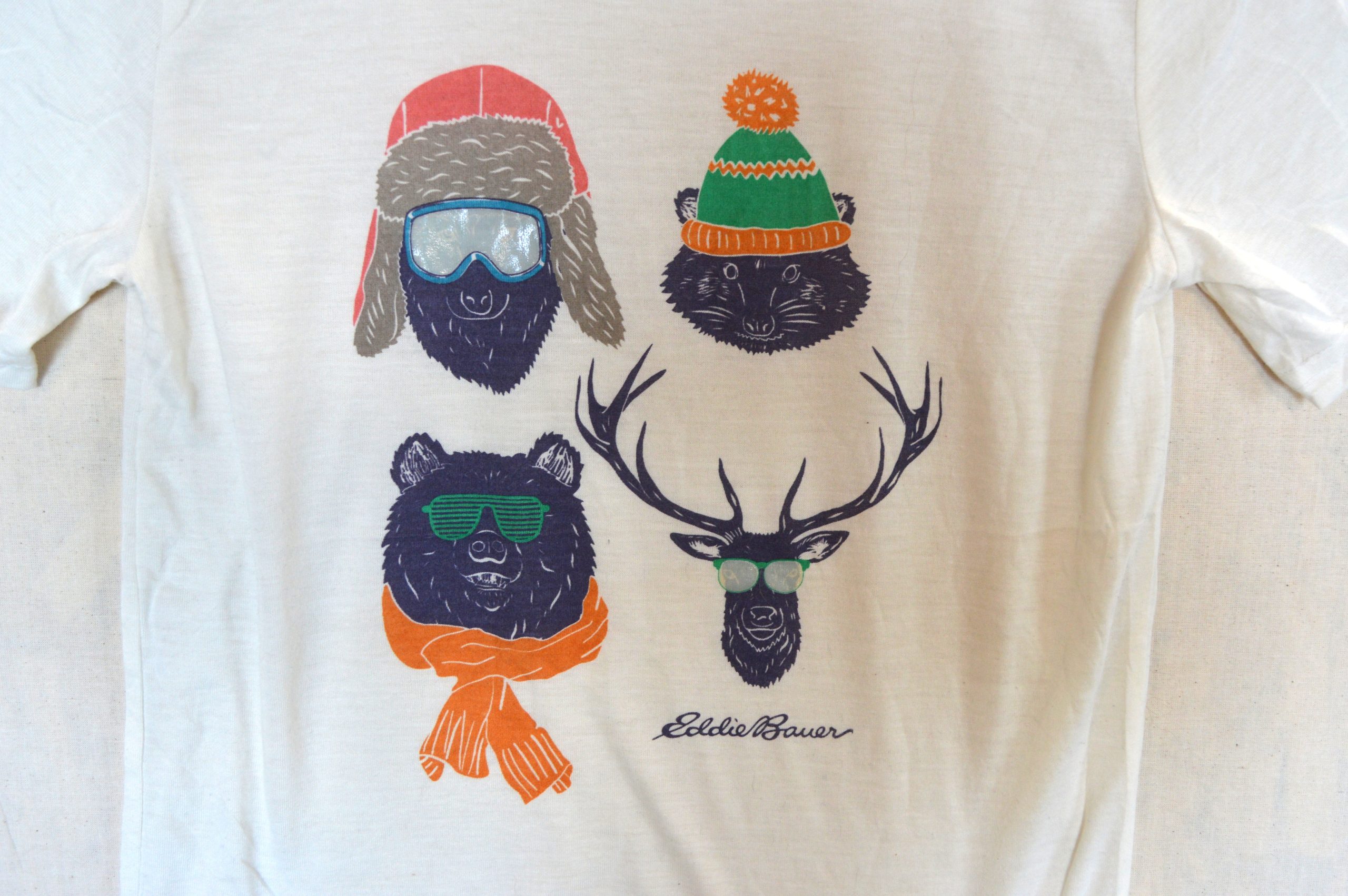 Eddie Bauer White & Navy Kids Graphic T-Shirt M 10/12 Polyester image 3