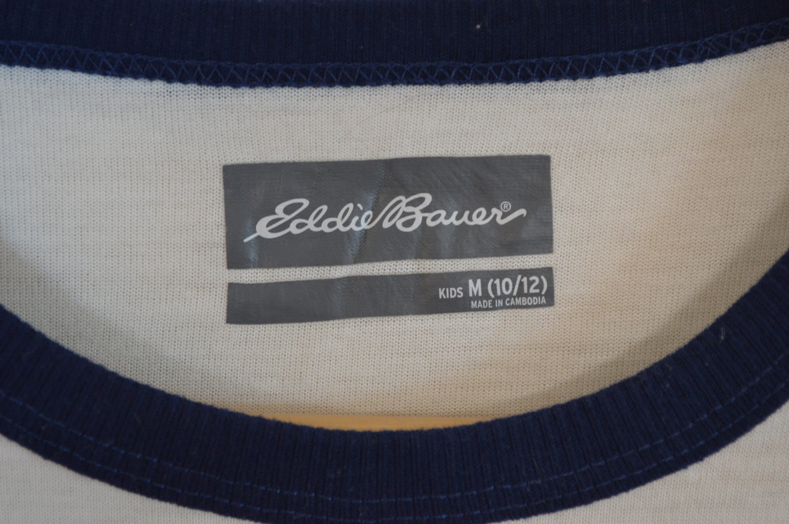 Eddie Bauer White & Navy Kids Graphic T-Shirt M 10/12 Polyester image 4