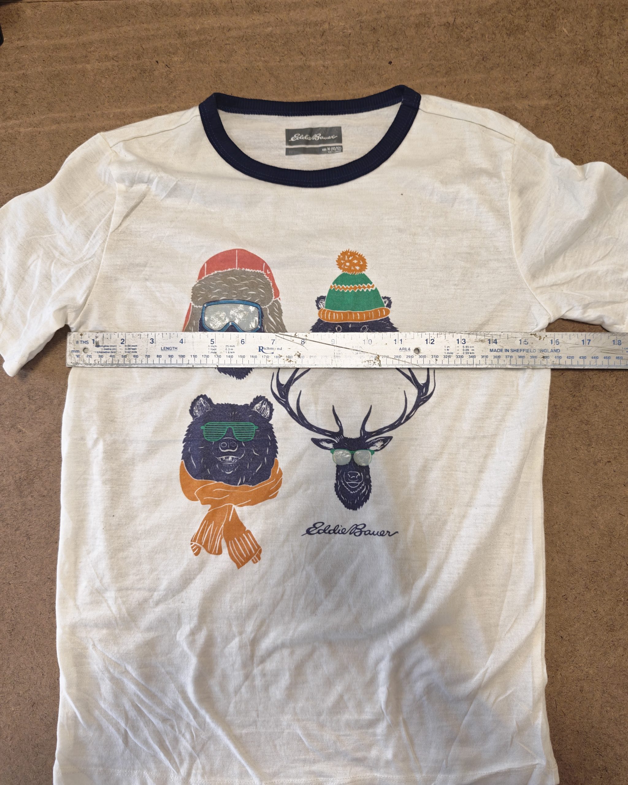 Eddie Bauer White & Navy Kids Graphic T-Shirt M 10/12 Polyester image 6