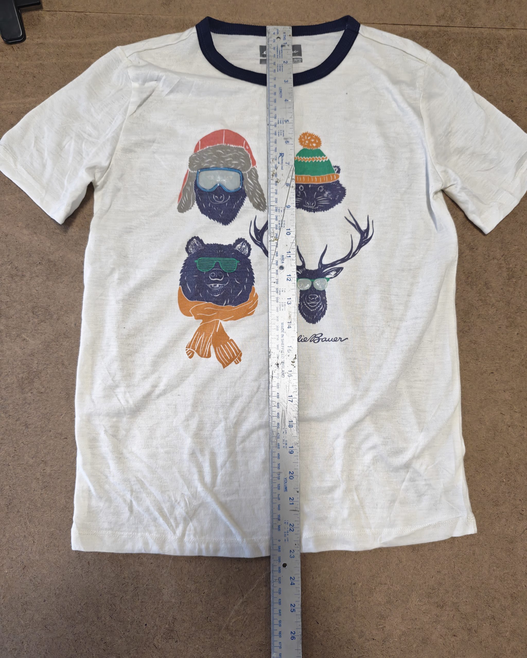 Eddie Bauer White & Navy Kids Graphic T-Shirt M 10/12 Polyester image 7