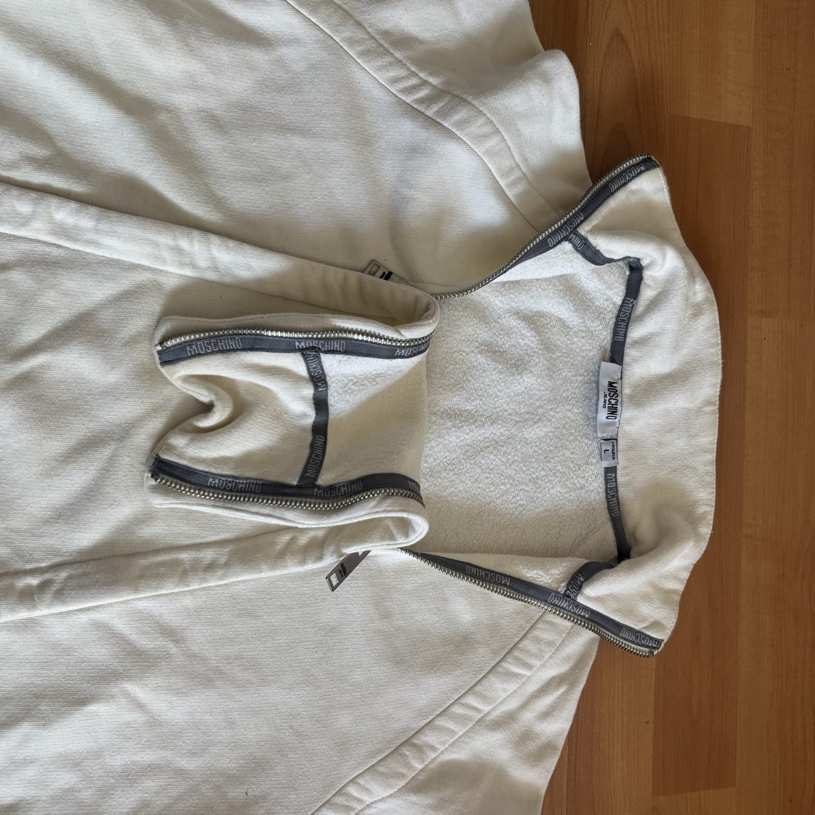 Moschino Cream Zip Up Sweatshirt Large image 2
