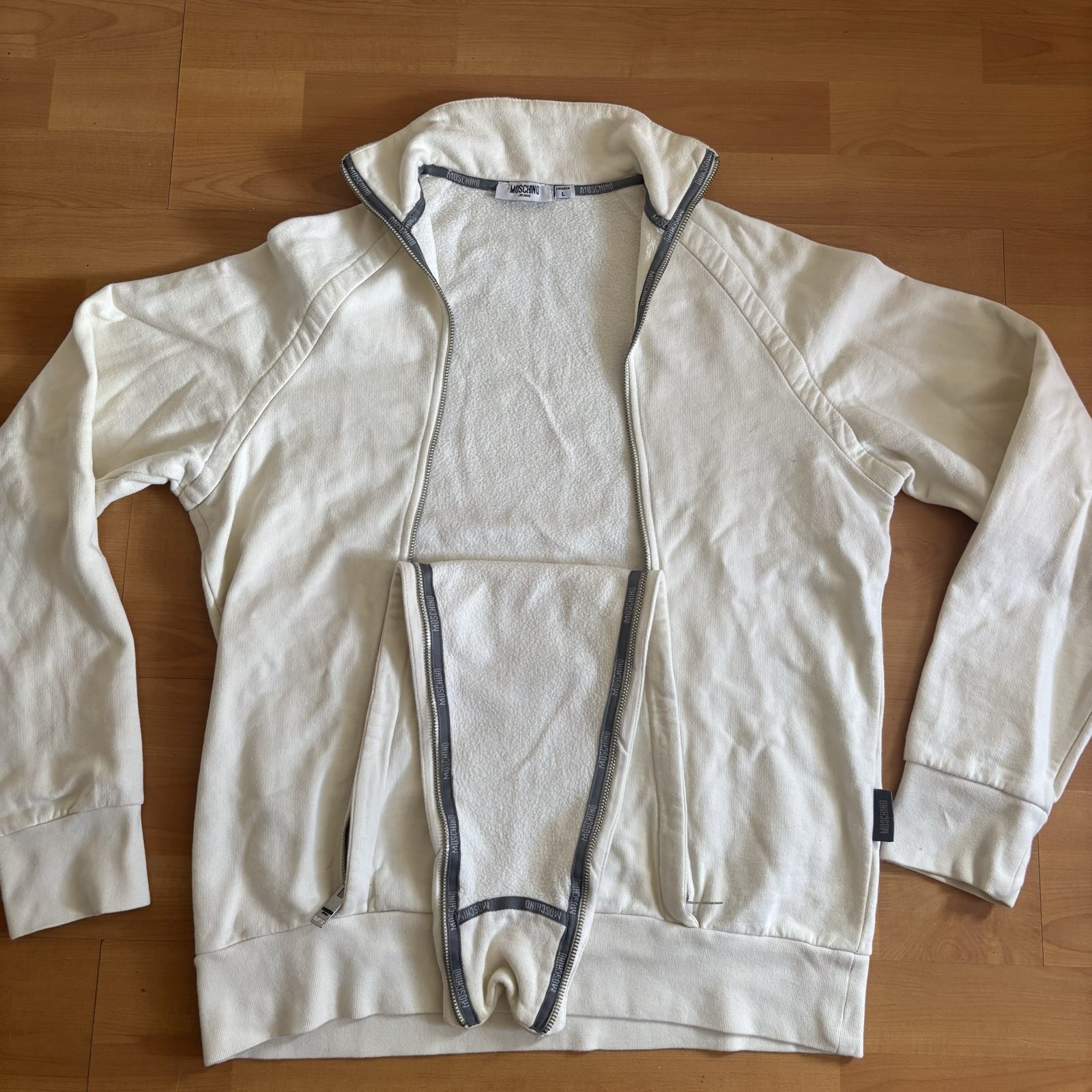 Moschino Cream Zip Up Sweatshirt Large image 3