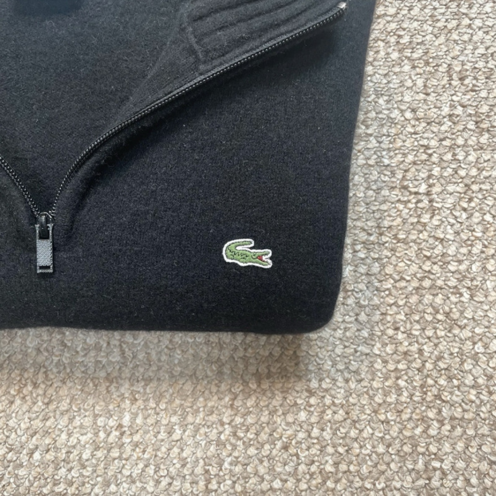 Lacoste Black 1/4 Zip Knit Jumper Sweatshirt M Cotton & Wool image 4