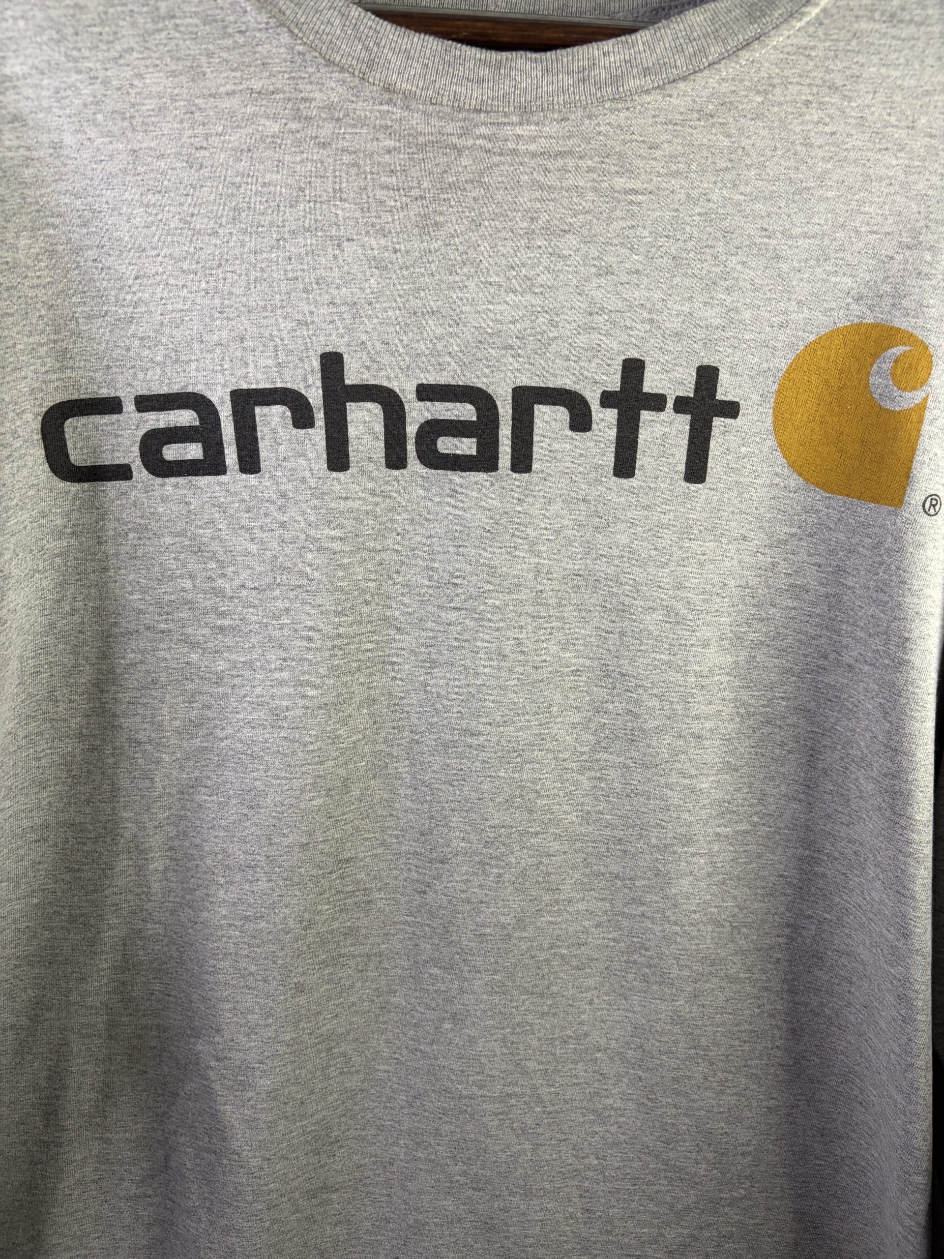 Carhartt K298 Signature Logo Long Sleeve T-Shirt Mens 2XL Tall Heather Grey Cotton image 2