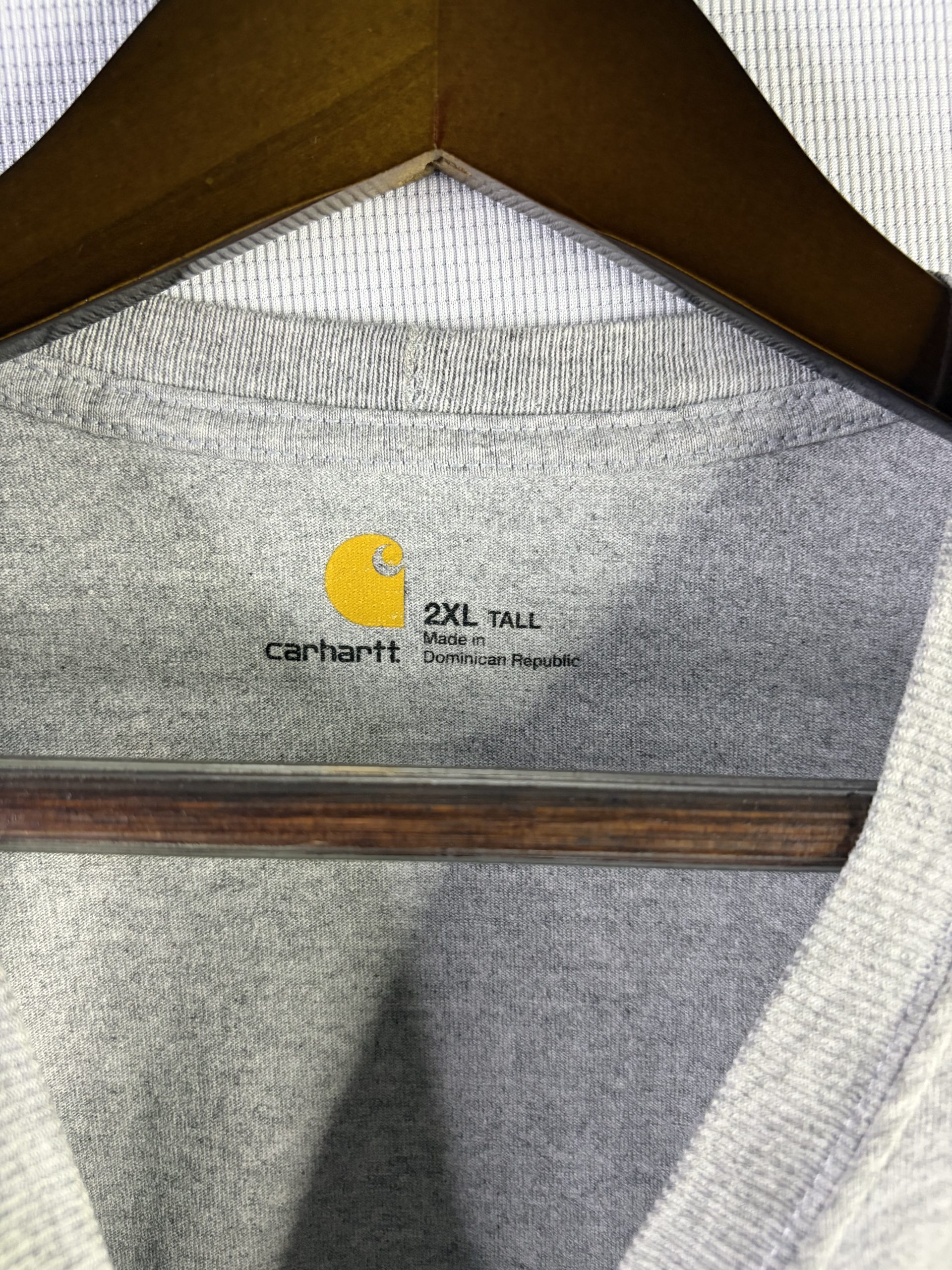 Carhartt K298 Signature Logo Long Sleeve T-Shirt Mens 2XL Tall Heather Grey Cotton image 3