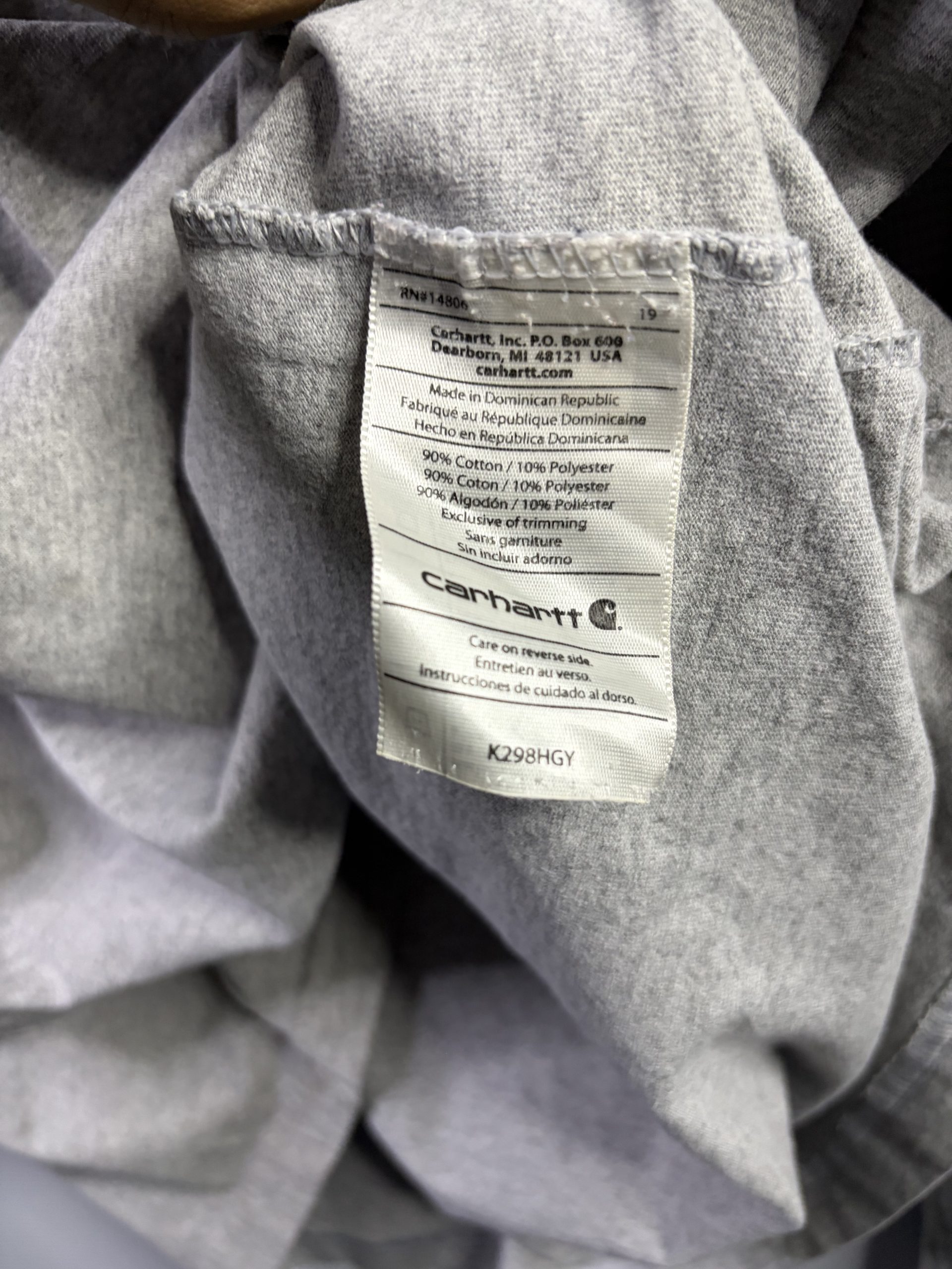 Carhartt K298 Signature Logo Long Sleeve T-Shirt Mens 2XL Tall Heather Grey Cotton image 4
