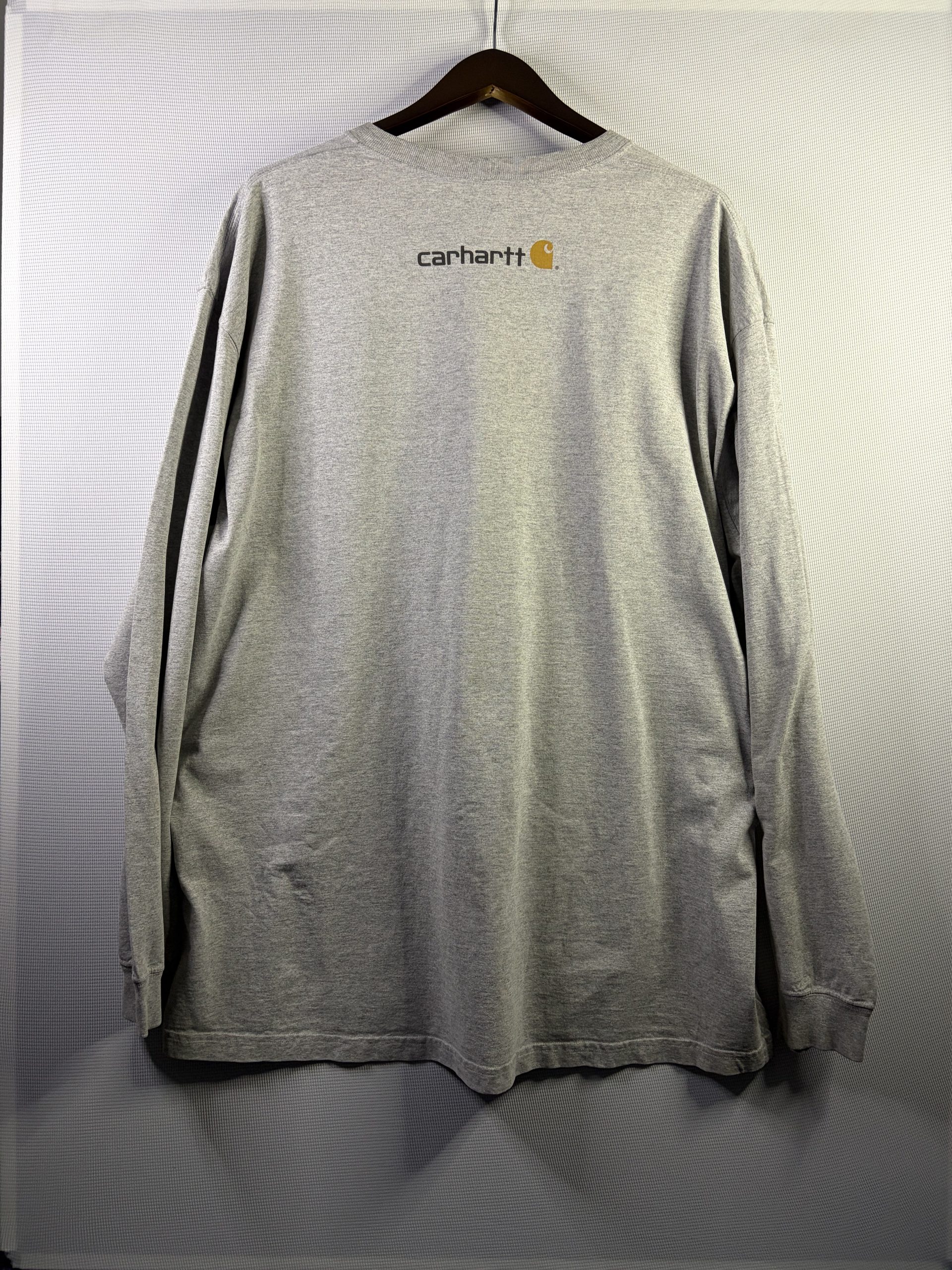 Carhartt K298 Signature Logo Long Sleeve T-Shirt Mens 2XL Tall Heather Grey Cotton image 6